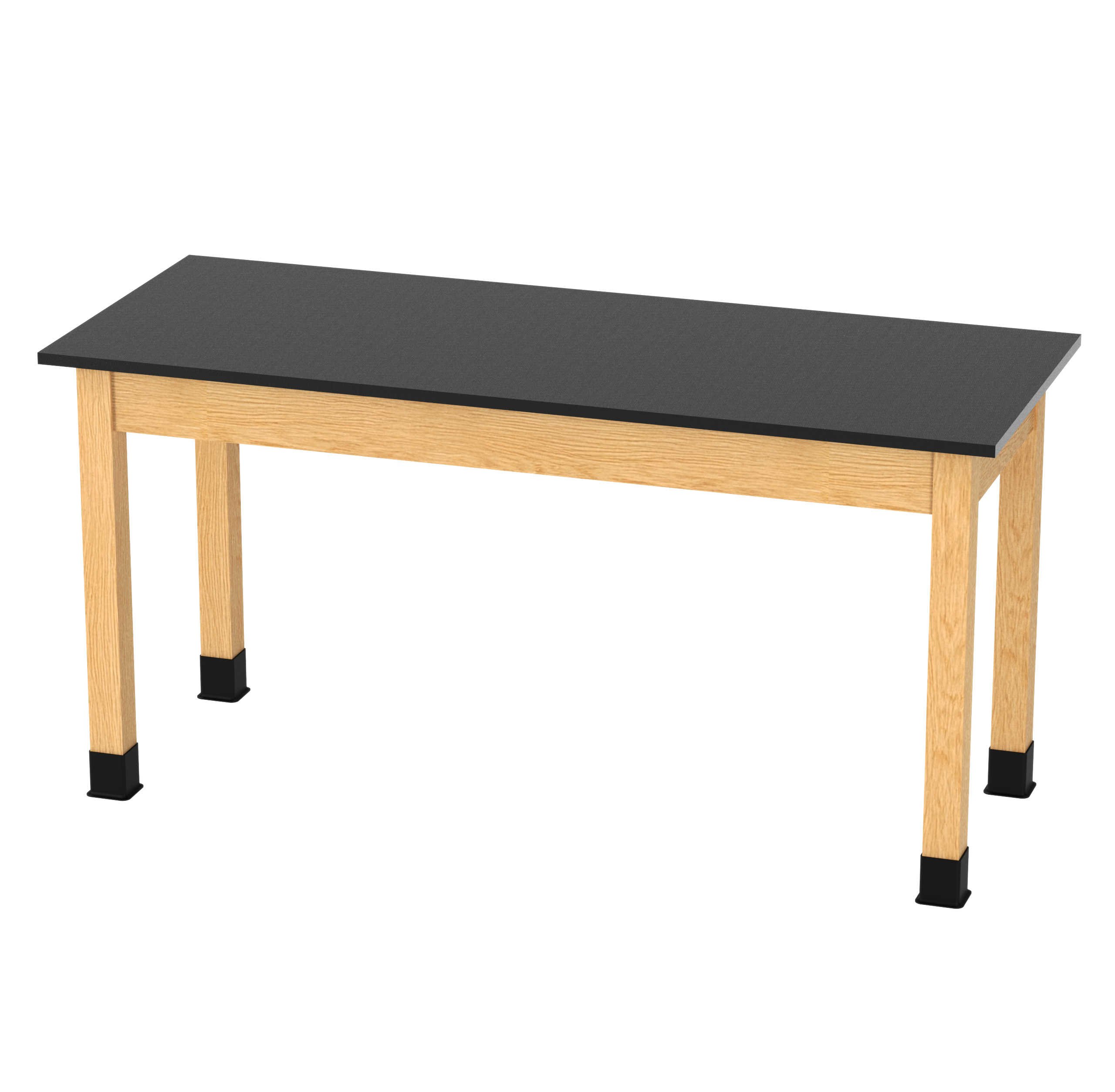 PerpetuLab Wooden Leg Tables with Plain Apron  - Red Oak, Phenolic, 60"W x 24"D x 29-3/4"H