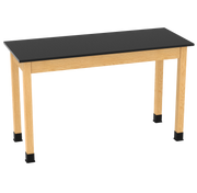 PerpetuLab Wooden Leg Tables with Plain Apron  - Red Oak, Phenolic, 60"W x 24"D x 35-3/4"H