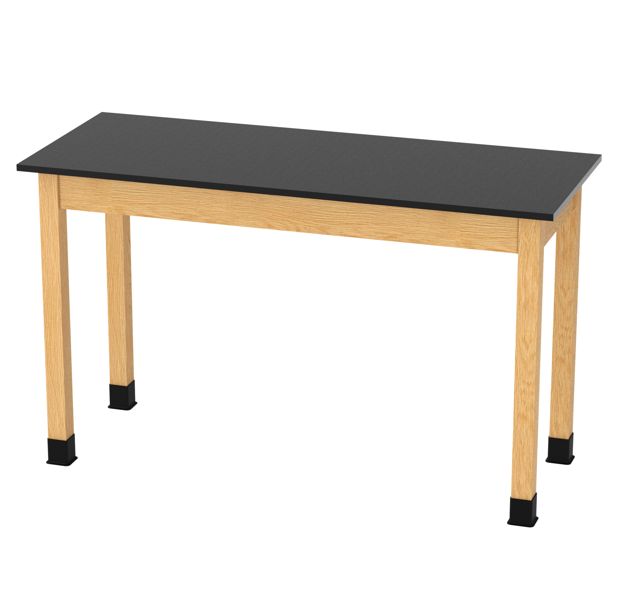 PerpetuLab Wooden Leg Tables with Plain Apron  - Red Oak, Phenolic, 60"W x 24"D x 35-3/4"H