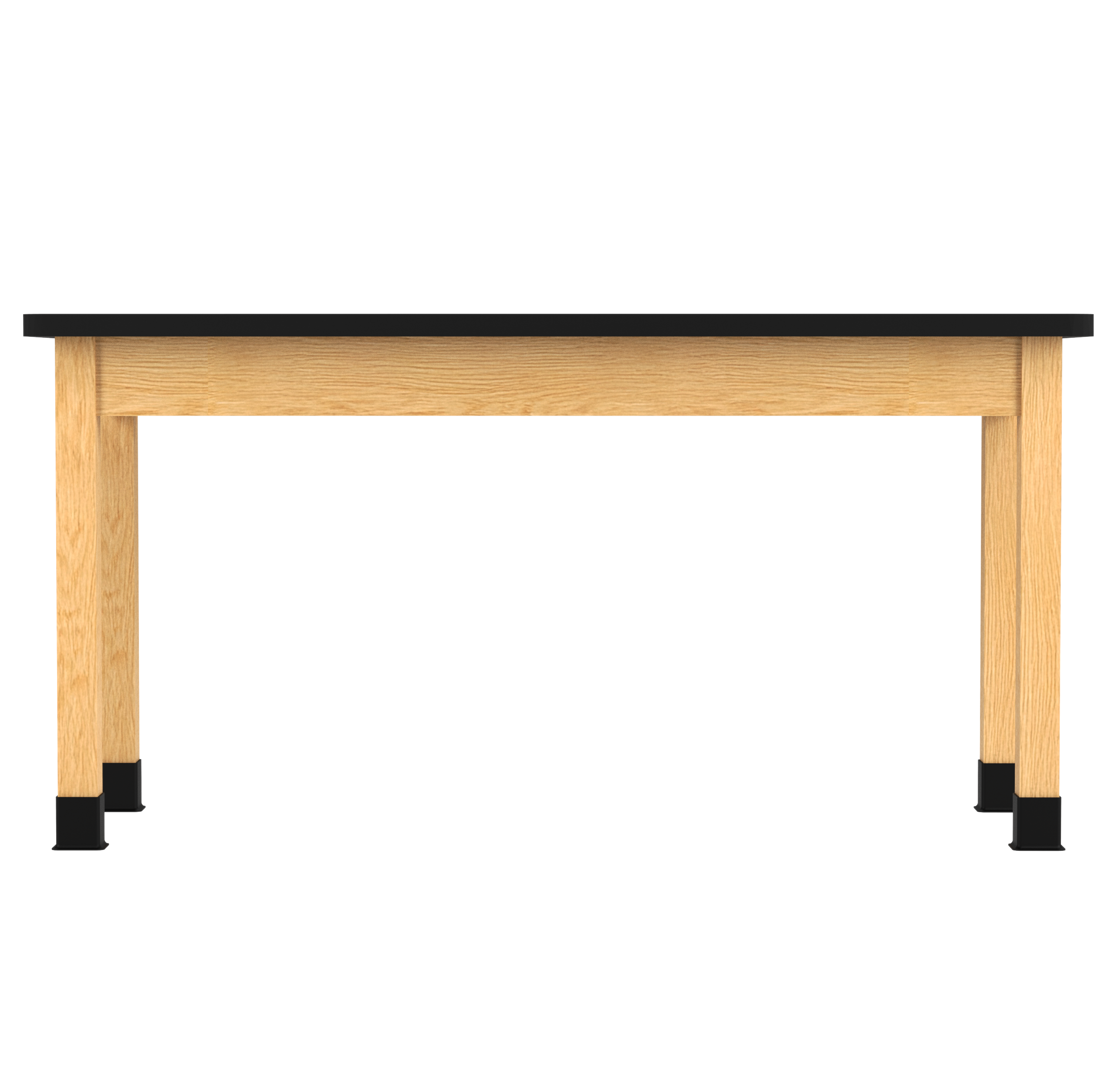 PerpetuLab Wooden Leg Tables with Plain Apron  - Red Oak, HPL Laminatew/3mm Edge, 60"W x 24"D x 30-1/4"H