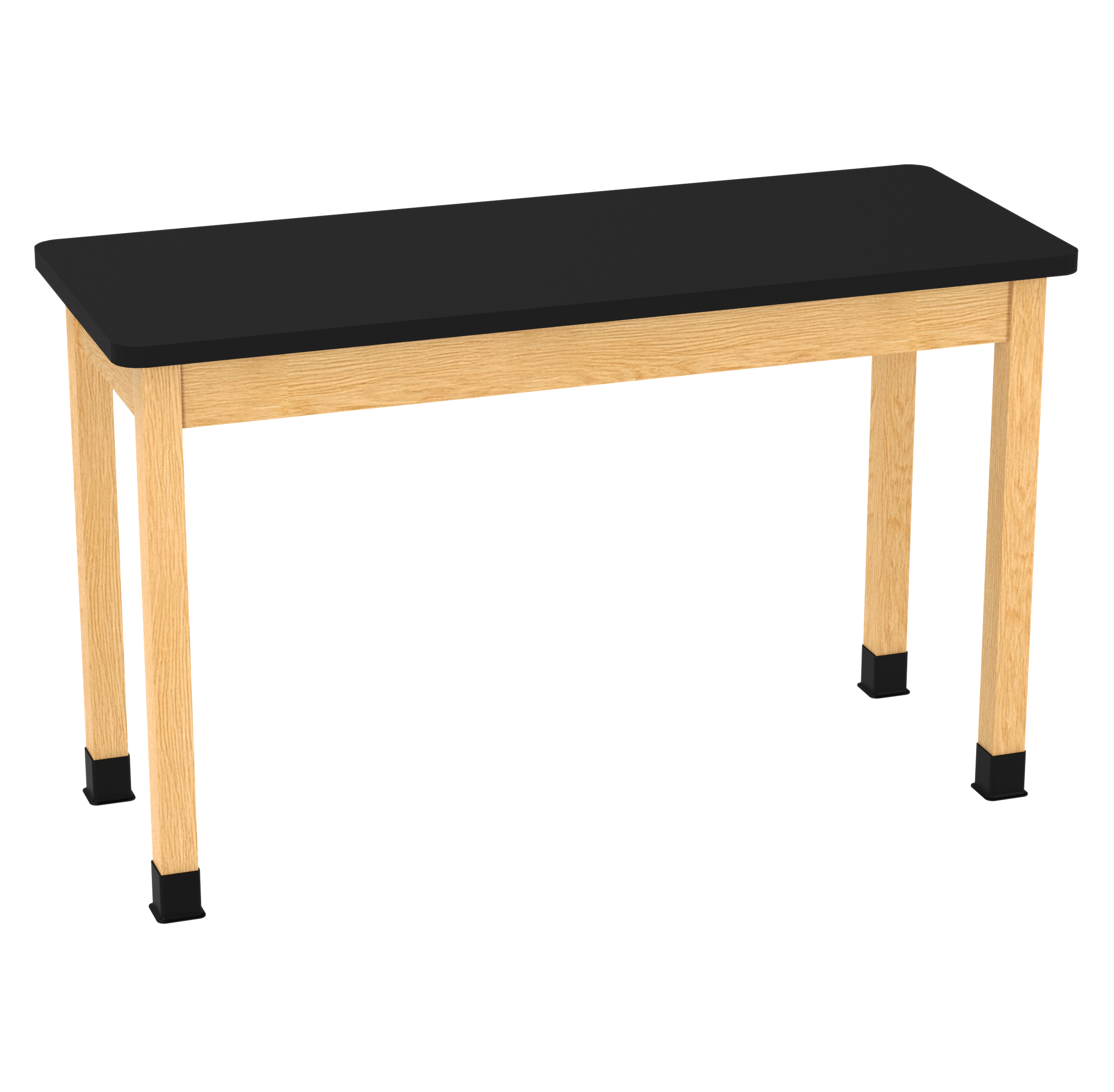 PerpetuLab Wooden Leg Tables with Plain Apron  - Red Oak, HPL Laminatew/3mm Edge, 60"W x 24"D x 36-1/4"H