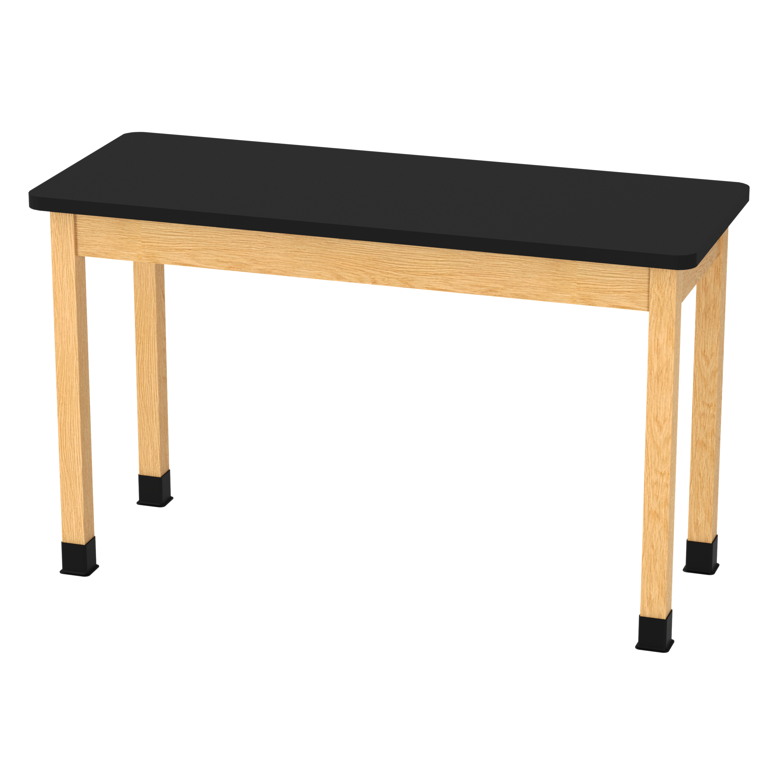 PerpetuLab Wooden Leg Tables with Plain Apron  - Red Oak, HPL Laminatew/3mm Edge, 60"W x 24"D x 36-1/4"H