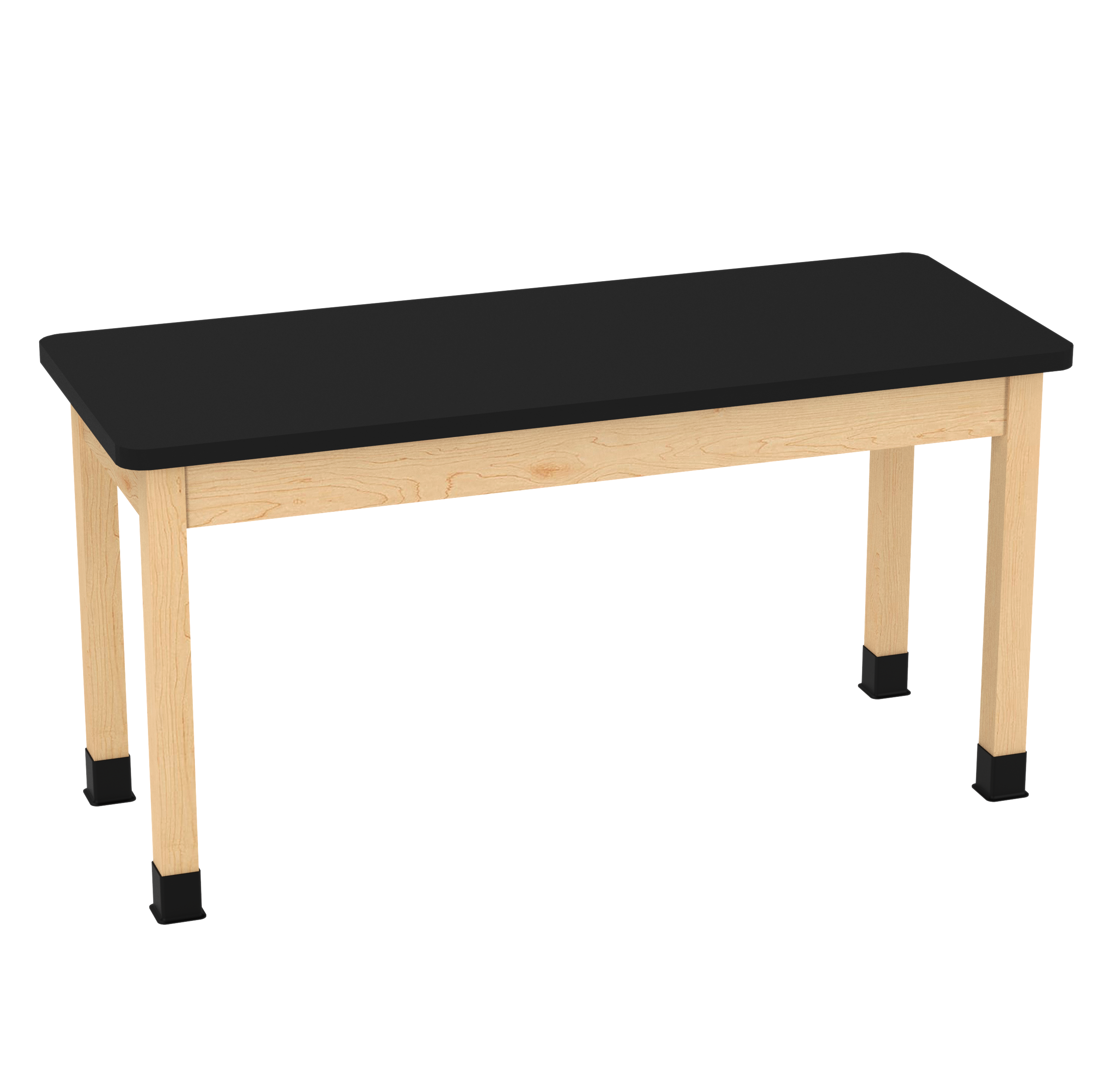 PerpetuLab Wooden Leg Tables with Plain Apron  - Light Hardwood, HPL Laminatew/3mm Edge, 60"W x 24"D x 30-1/4"H
