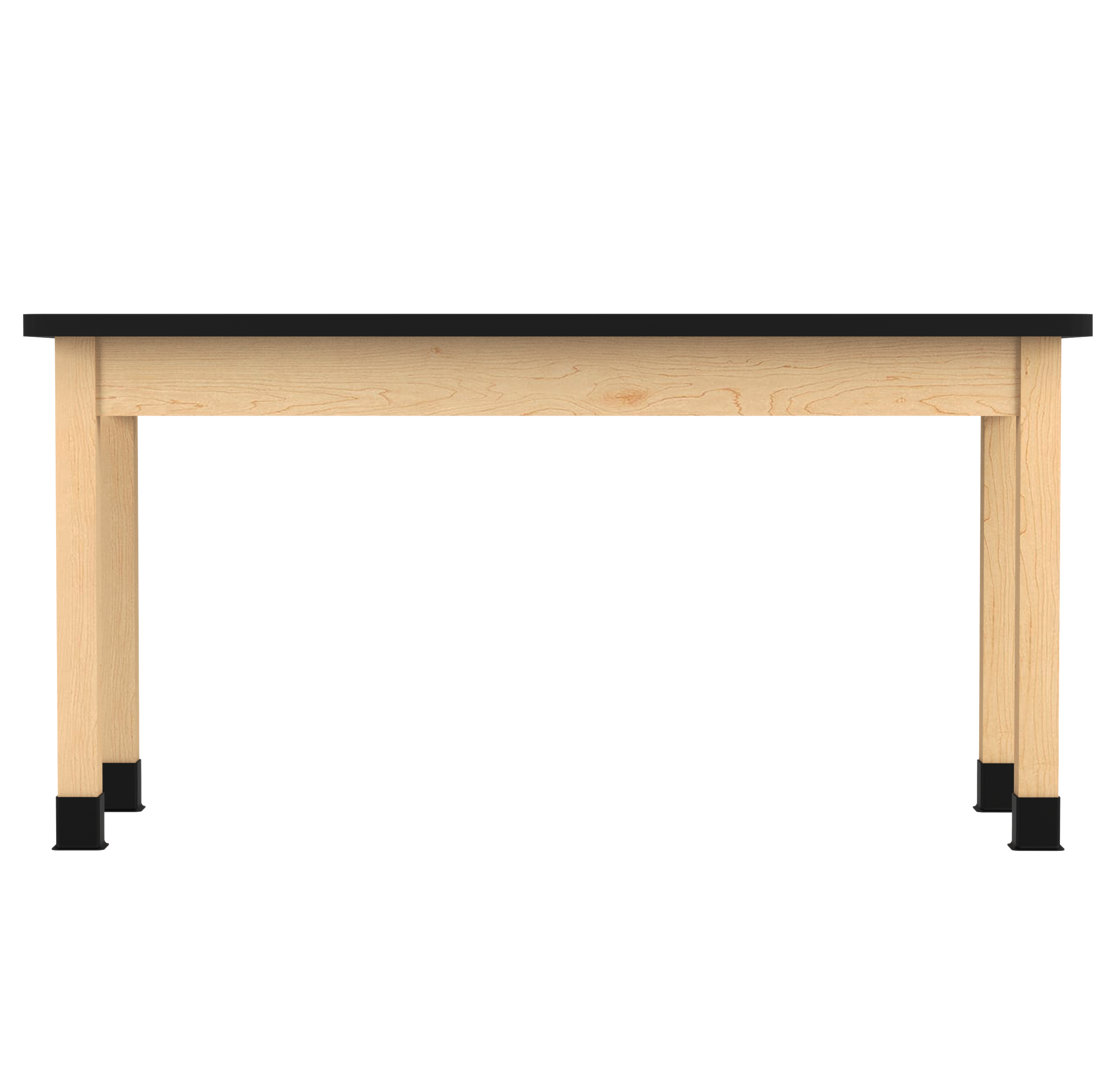 PerpetuLab Wooden Leg Tables with Plain Apron  - Light Hardwood, HPL Laminatew/3mm Edge, 60"W x 24"D x 30-1/4"H