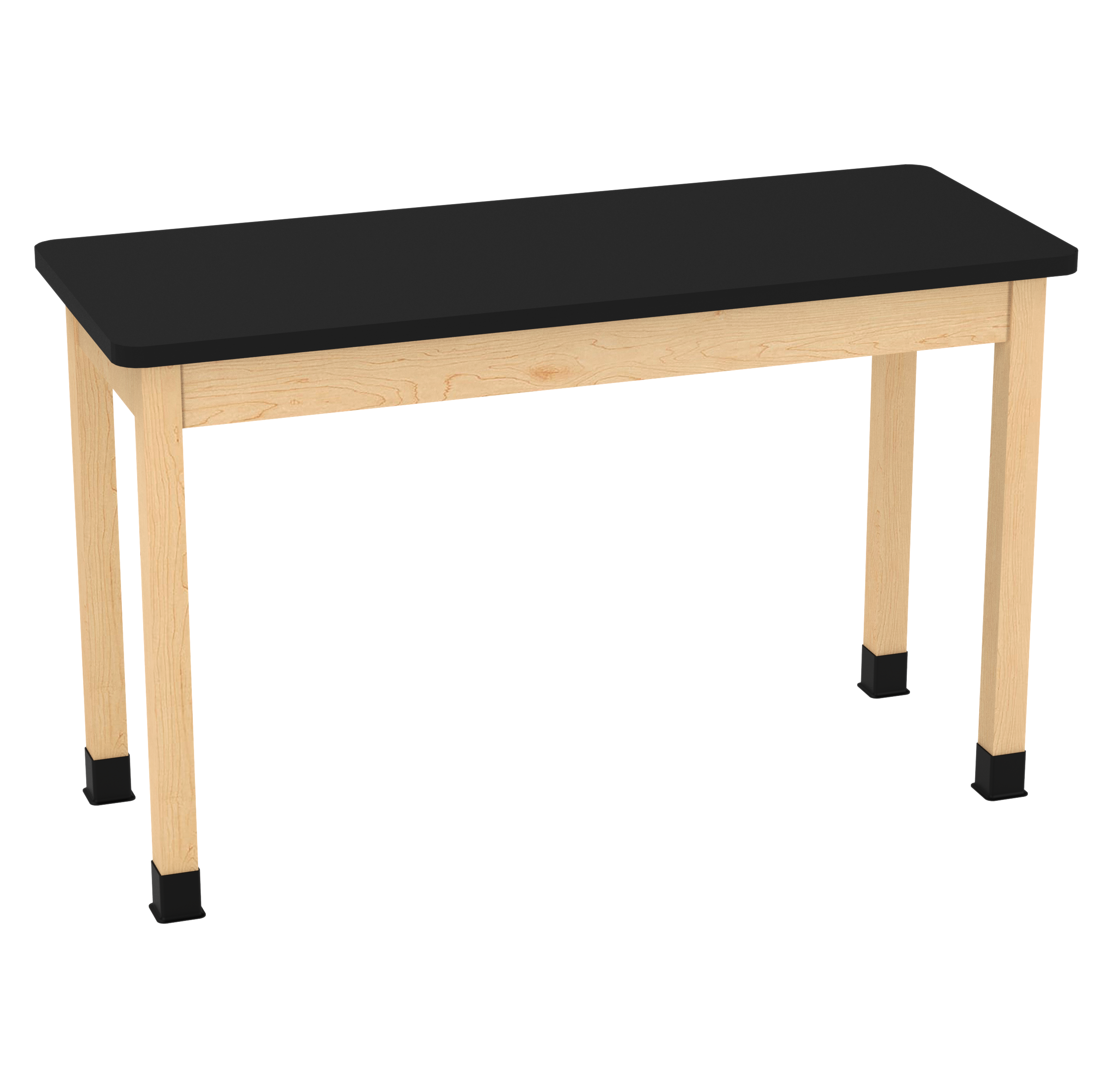 PerpetuLab Wooden Leg Tables with Plain Apron  - Light Hardwood, HPL Laminatew/3mm Edge, 60"W x 24"D x 36-1/4"H