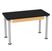 Uplift! Adjustable Height Table with Wood Apron - Red Oak, HPL Laminatew/3mm Edge, 48"W x 24"D x 26-1/2 - 41"H