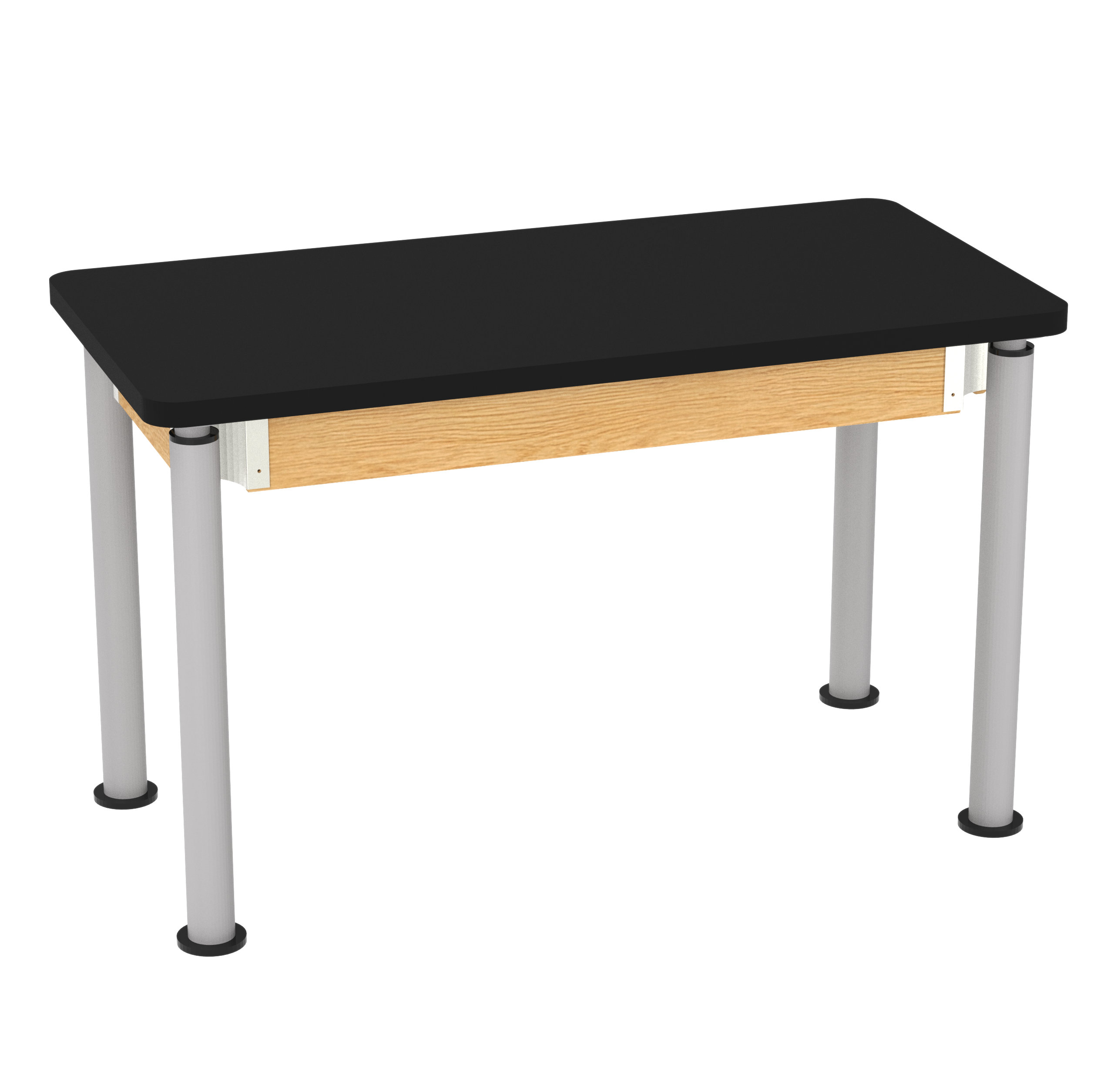 Uplift! Adjustable Height Table with Wood Apron - Red Oak, HPL Laminatew/3mm Edge, 48"W x 24"D x 26-1/2 - 41"H