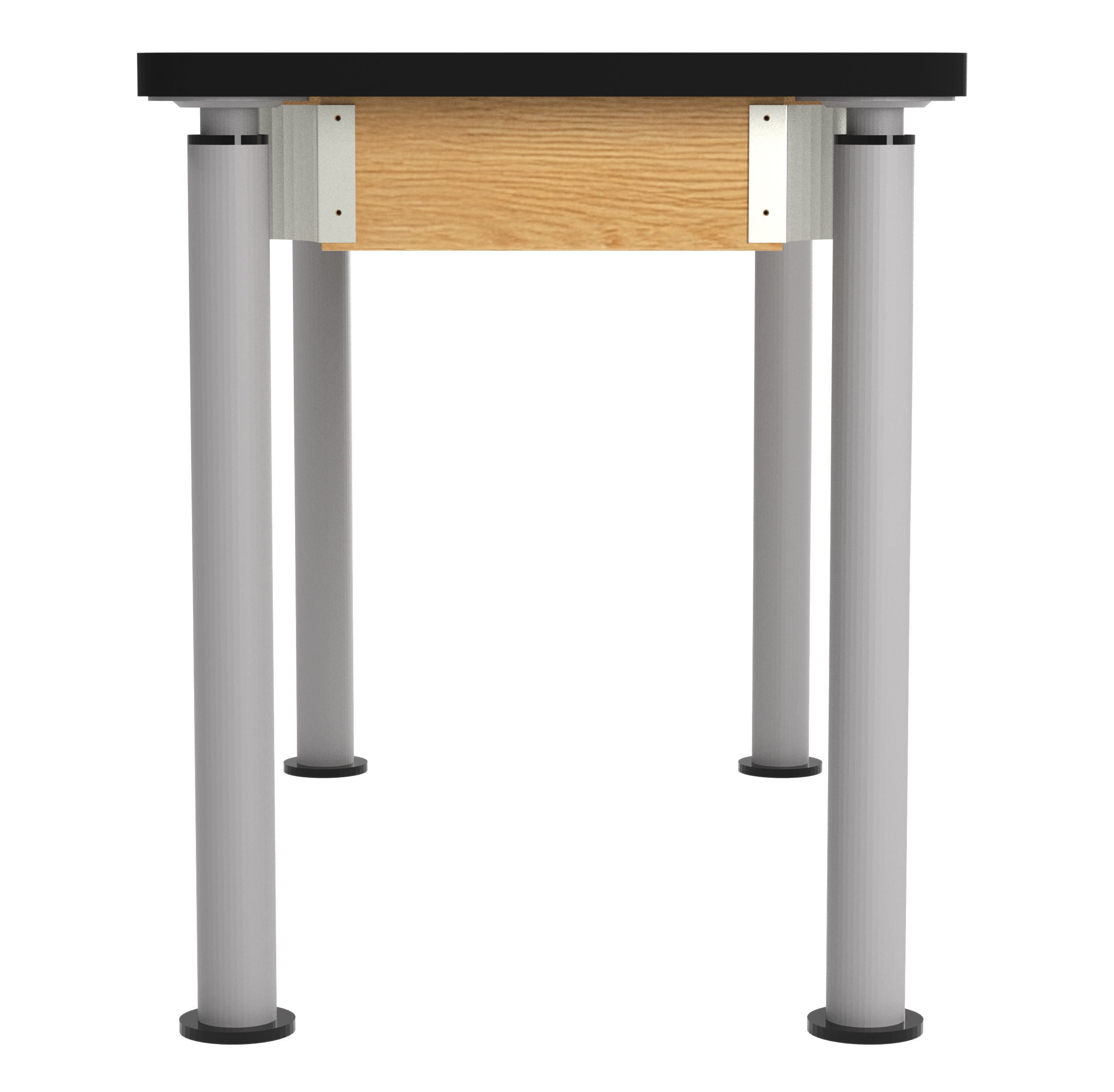 Uplift! Adjustable Height Table with Wood Apron - Red Oak, HPL Laminatew/3mm Edge, 48"W x 24"D x 26-1/2 - 41"H