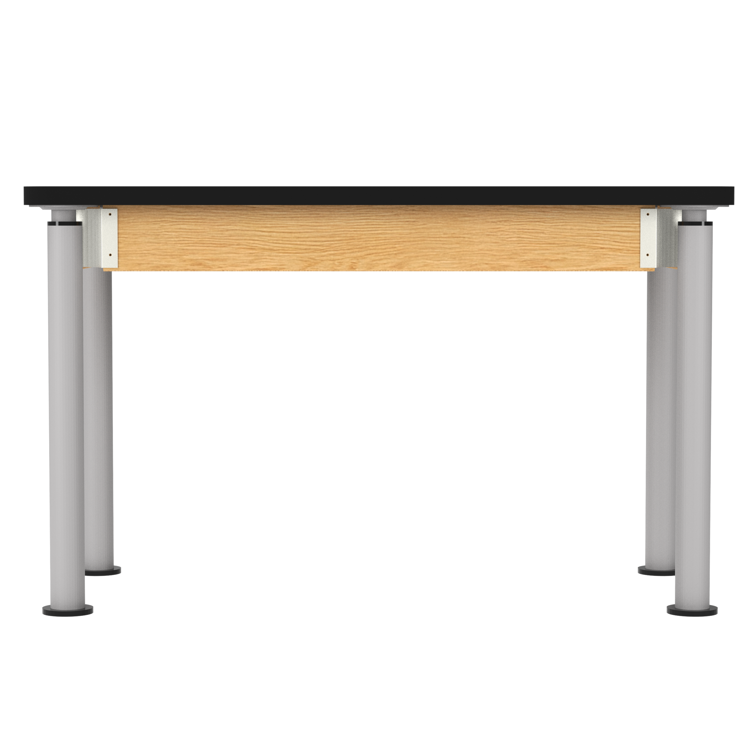 Uplift! Adjustable Height Table with Wood Apron - Red Oak, HPL Laminatew/3mm Edge, 48"W x 24"D x 26-1/2 - 41"H