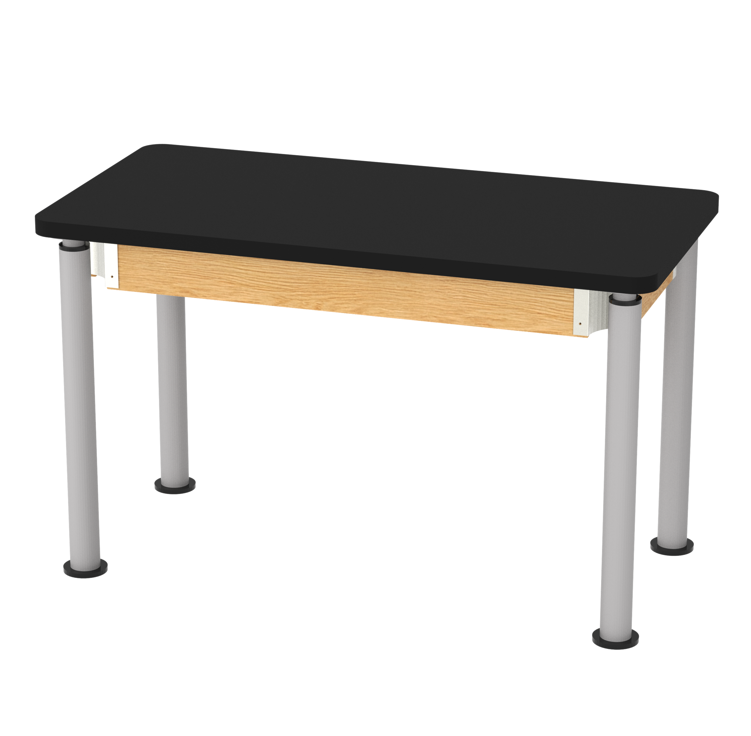 Uplift! Adjustable Height Table with Wood Apron - Red Oak, HPL Laminatew/3mm Edge, 48"W x 24"D x 26-1/2 - 41"H