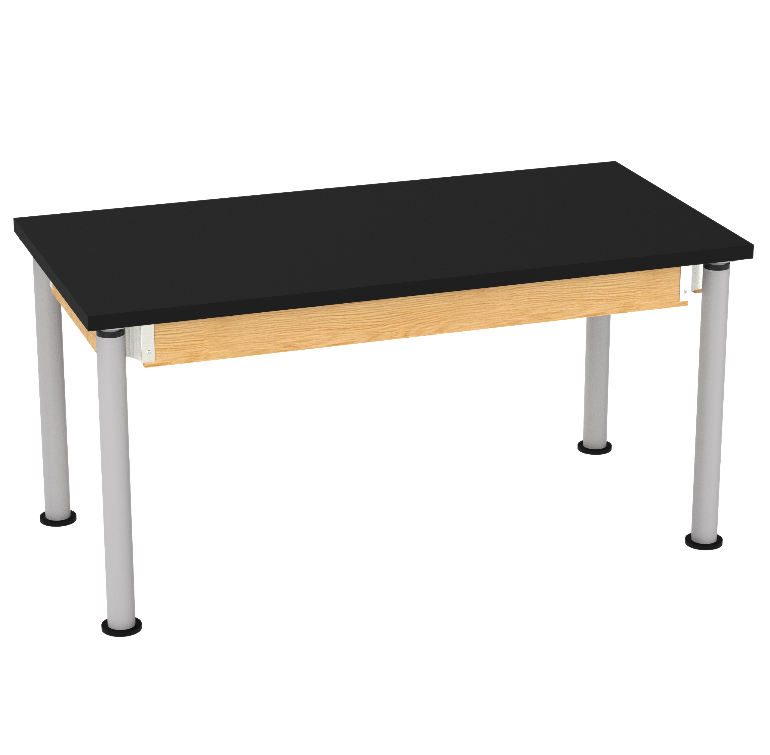 Uplift! Adjustable Height Table with Wood Apron - Red Oak, ChemGuard w/3mm Edge, 60"W x 30"D x 26-1/2 - 41"H