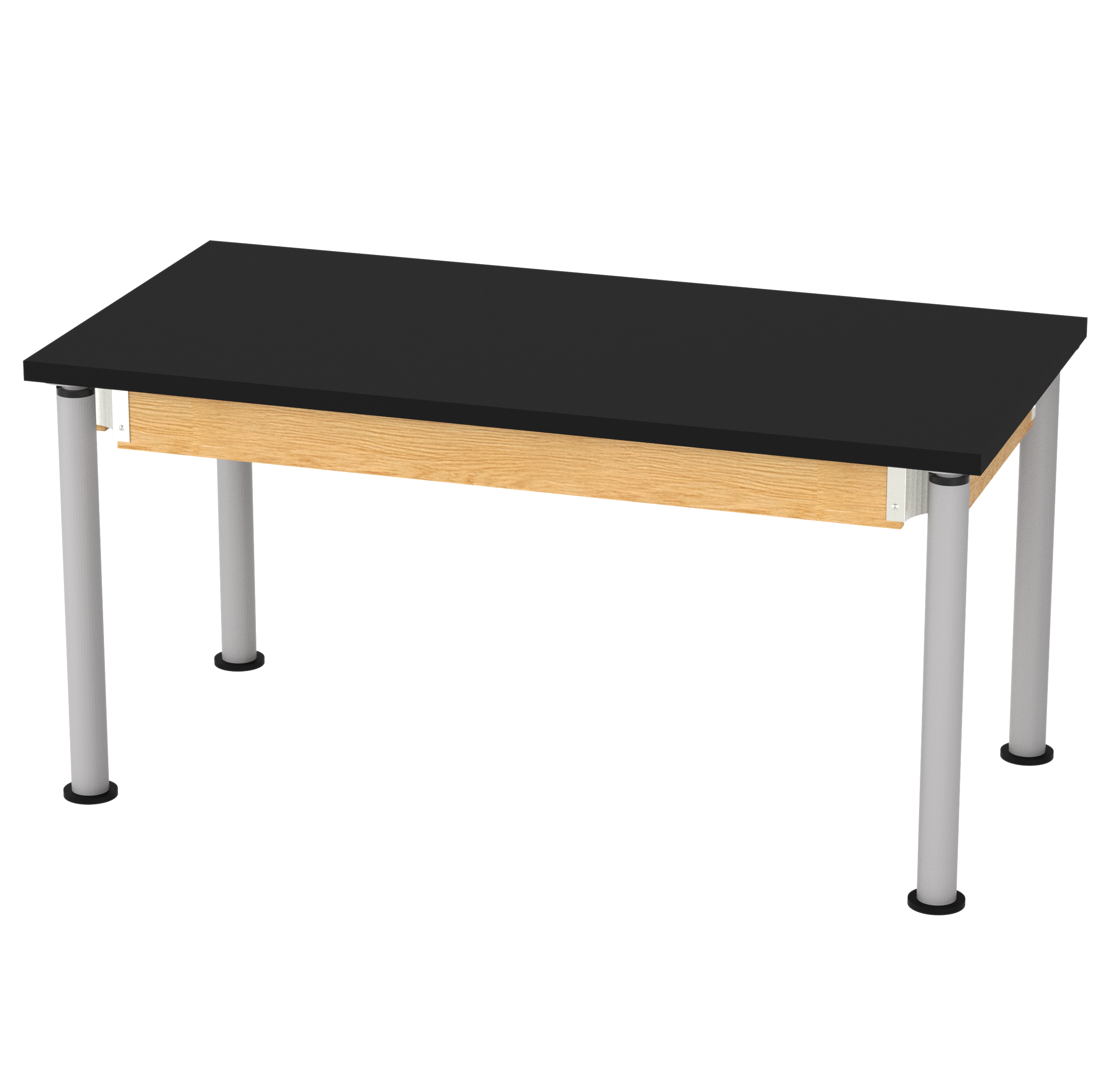 Uplift! Adjustable Height Table with Wood Apron - Red Oak, ChemGuard w/3mm Edge, 60"W x 30"D x 26-1/2 - 41"H