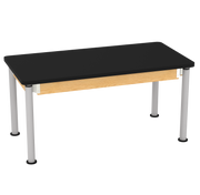Uplift! Adjustable Height Table with Wood Apron - Red Oak, HPL Laminatew/3mm Edge, 60"W x 30"D x 26-1/2 - 41"H
