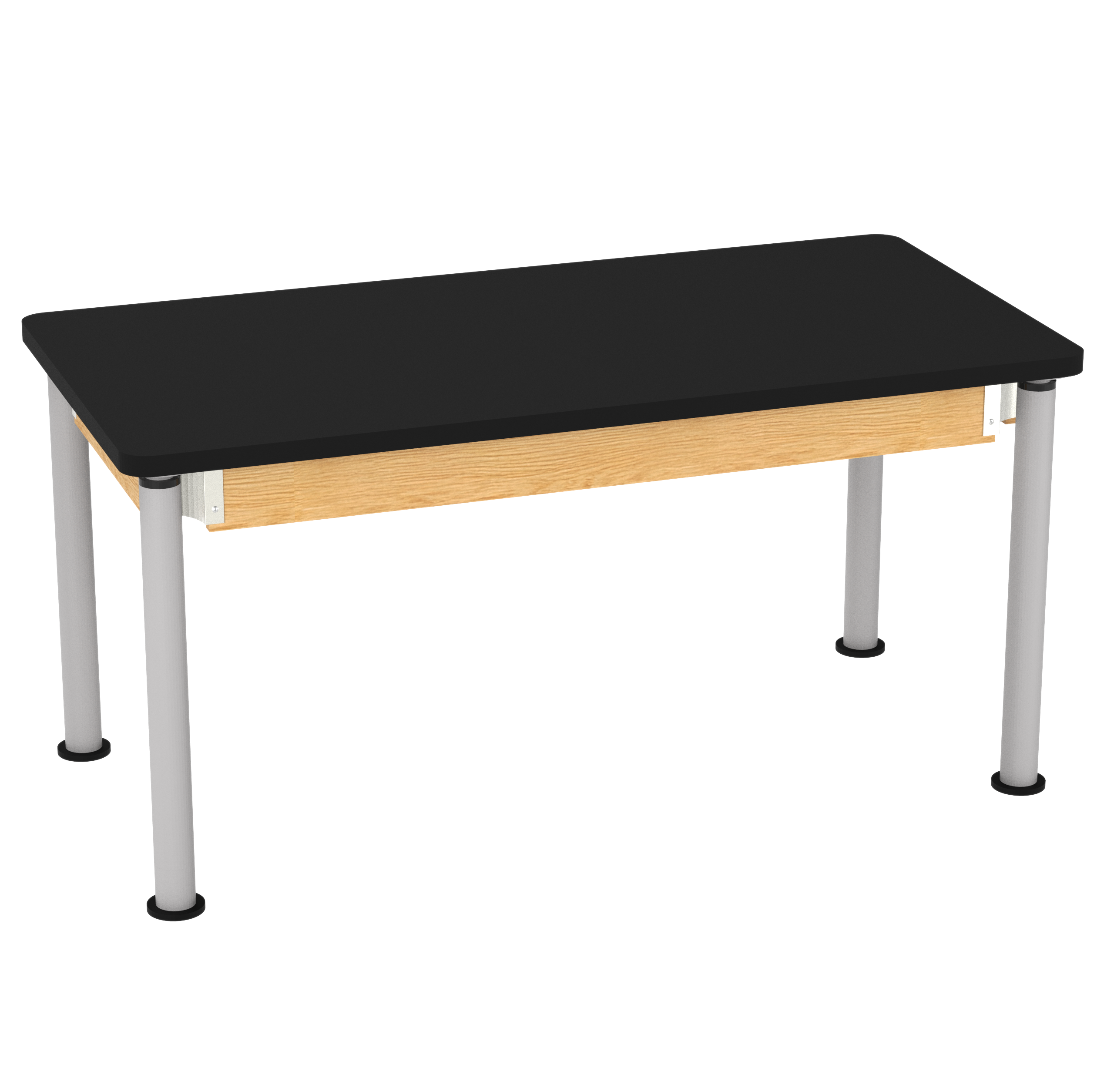 Uplift! Adjustable Height Table with Wood Apron - Red Oak, HPL Laminatew/3mm Edge, 60"W x 30"D x 26-1/2 - 41"H