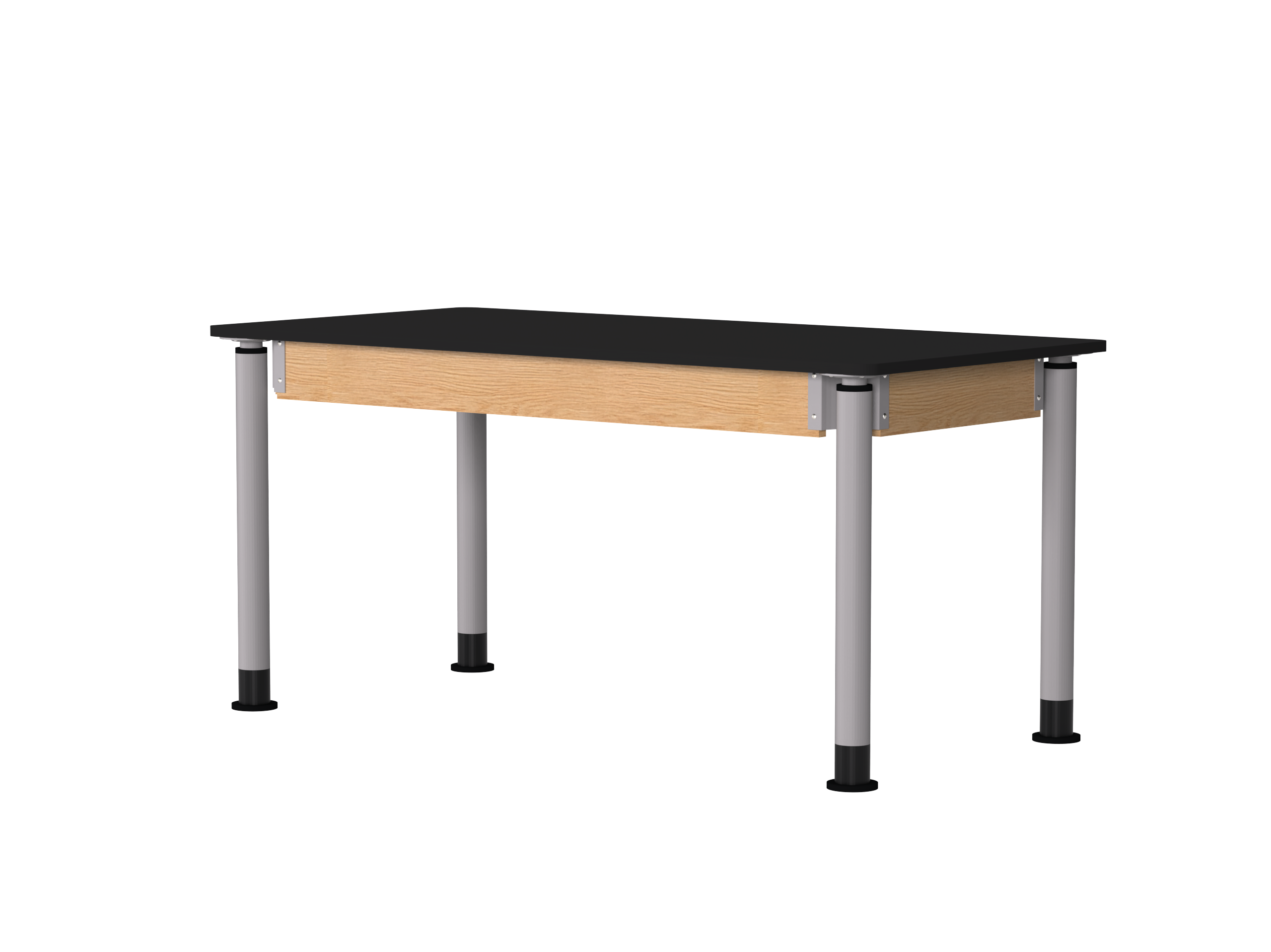 Uplift! Adjustable Height Table with Wood Apron - Red Oak, HPL Laminatew/3mm Edge, 60"W x 30"D x 26-1/2 - 41"H
