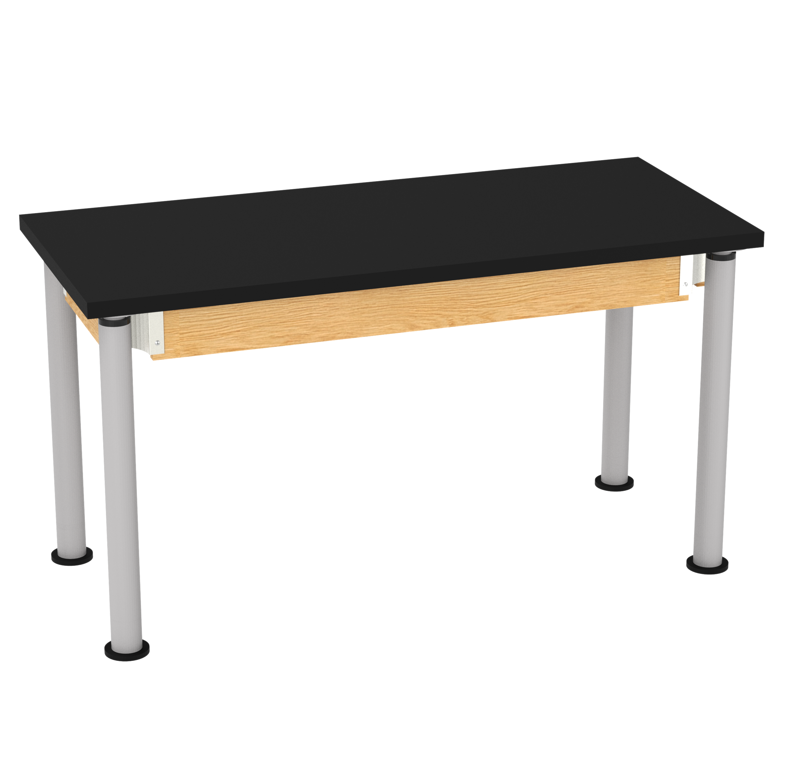 Uplift! Adjustable Height Table with Wood Apron - Red Oak, ChemGuard w/3mm Edge, 54"W x 24"D x 26-1/2 - 41"H