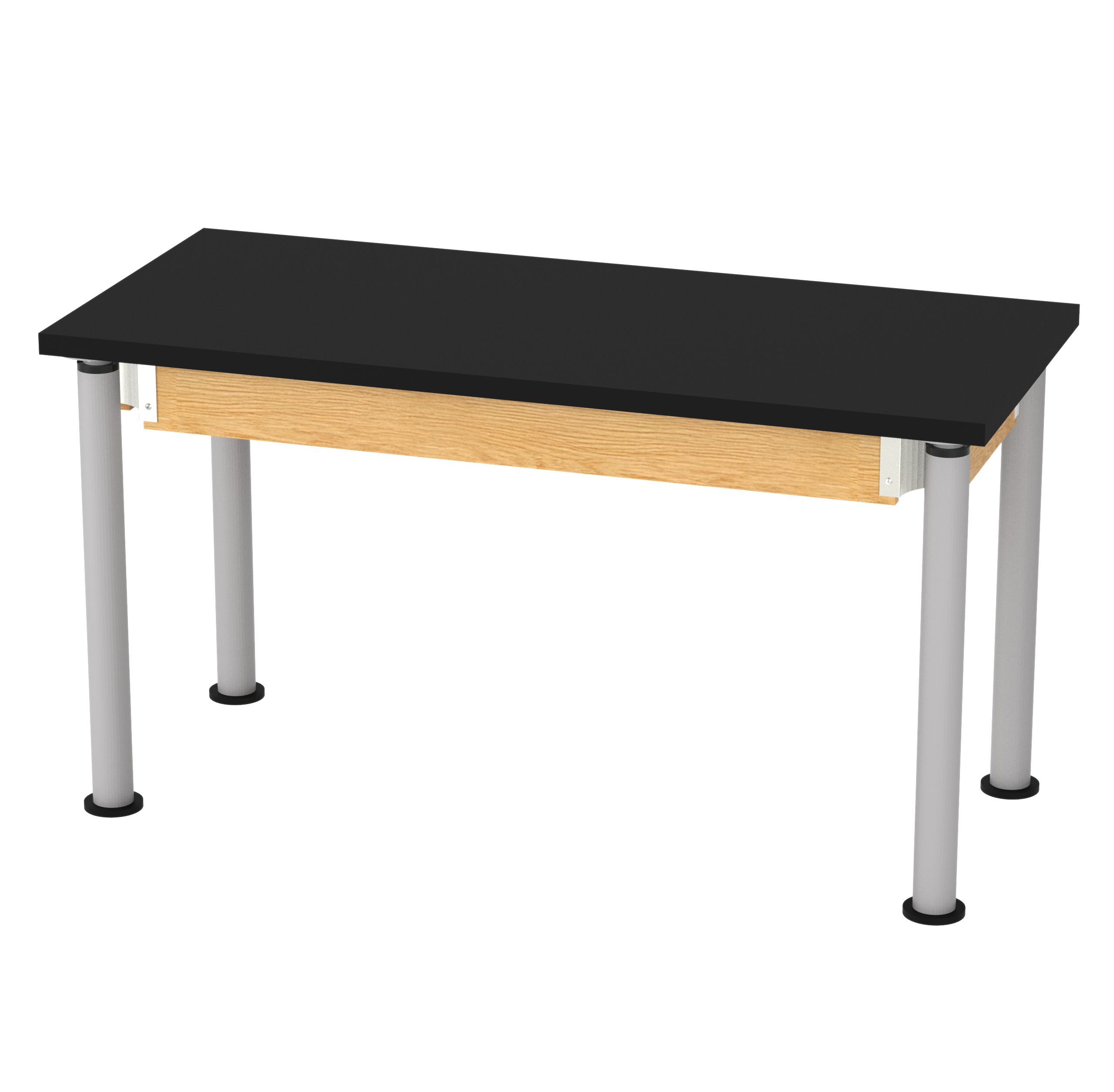 Uplift! Adjustable Height Table with Wood Apron - Red Oak, ChemGuard w/3mm Edge, 54"W x 24"D x 26-1/2 - 41"H