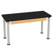 Uplift! Adjustable Height Table with Wood Apron - Red Oak, HPL Laminatew/3mm Edge, 54"W x 24"D x 26-1/2 - 41"H