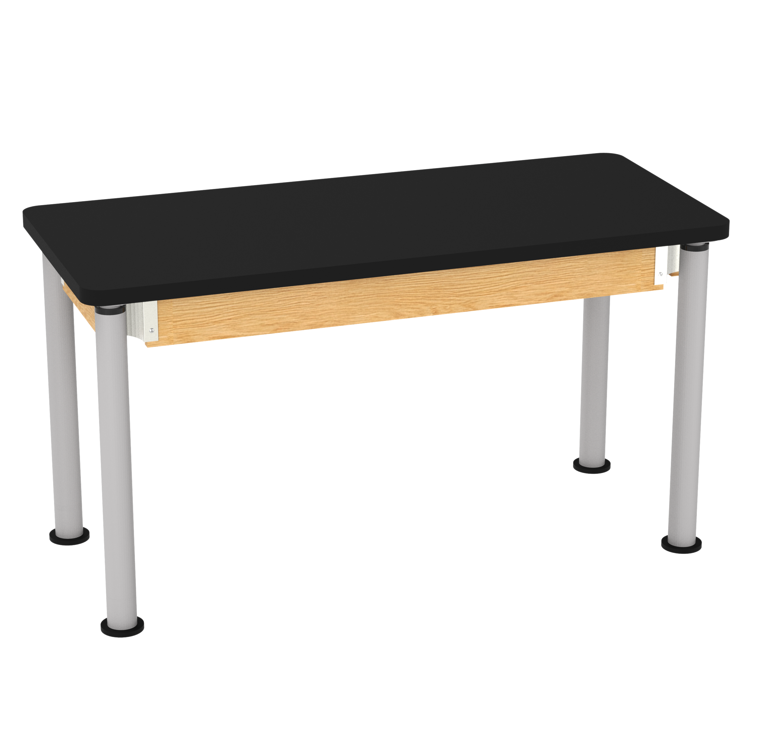 Uplift! Adjustable Height Table with Wood Apron - Red Oak, HPL Laminatew/3mm Edge, 54"W x 24"D x 26-1/2 - 41"H