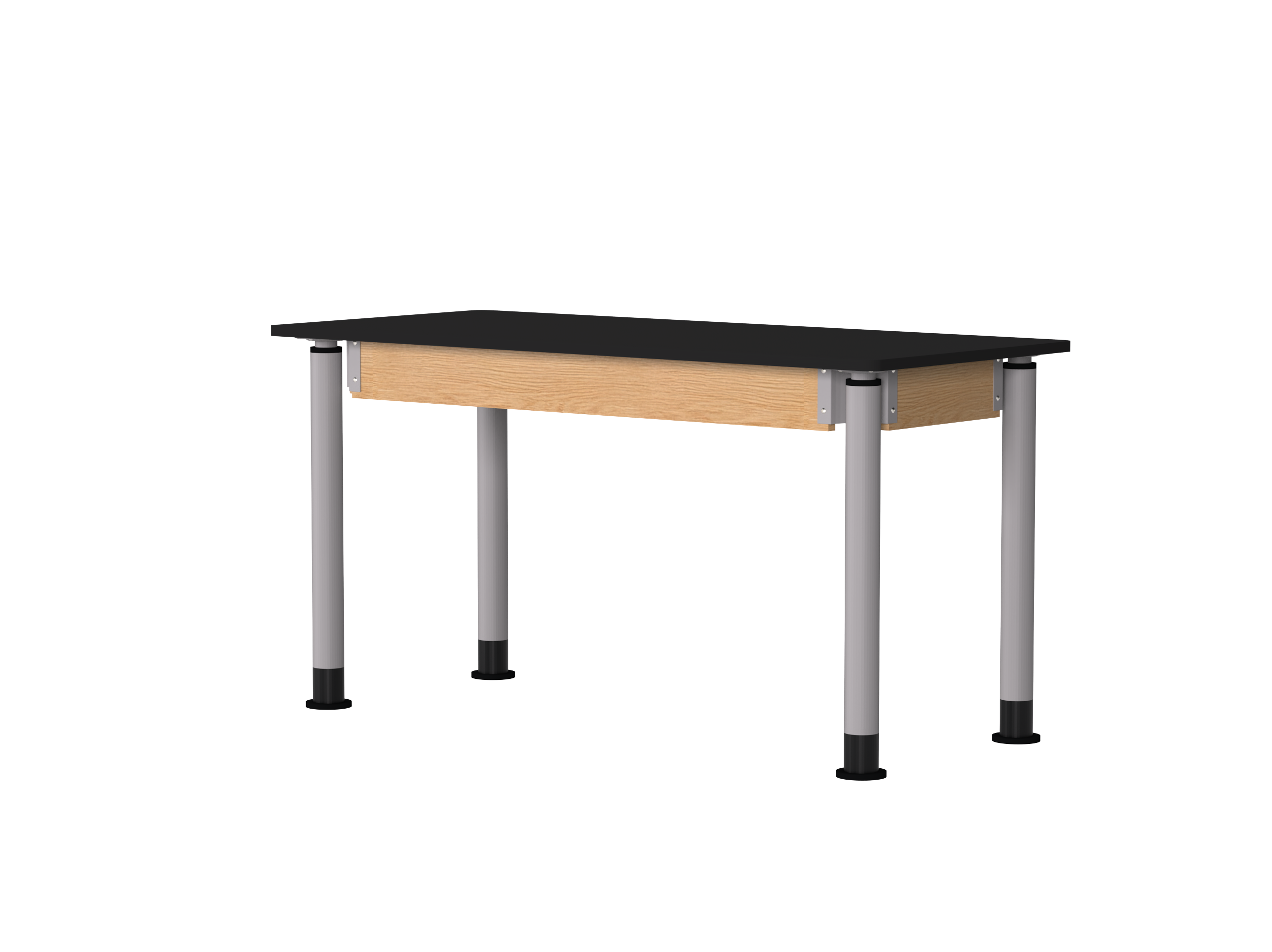Uplift! Adjustable Height Table with Wood Apron - Red Oak, HPL Laminatew/3mm Edge, 54"W x 24"D x 26-1/2 - 41"H
