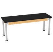 Uplift! Adjustable Height Table with Wood Apron - Red Oak, ChemGuard w/3mm Edge, 72"W x 24"D x 26-1/2 - 41"H