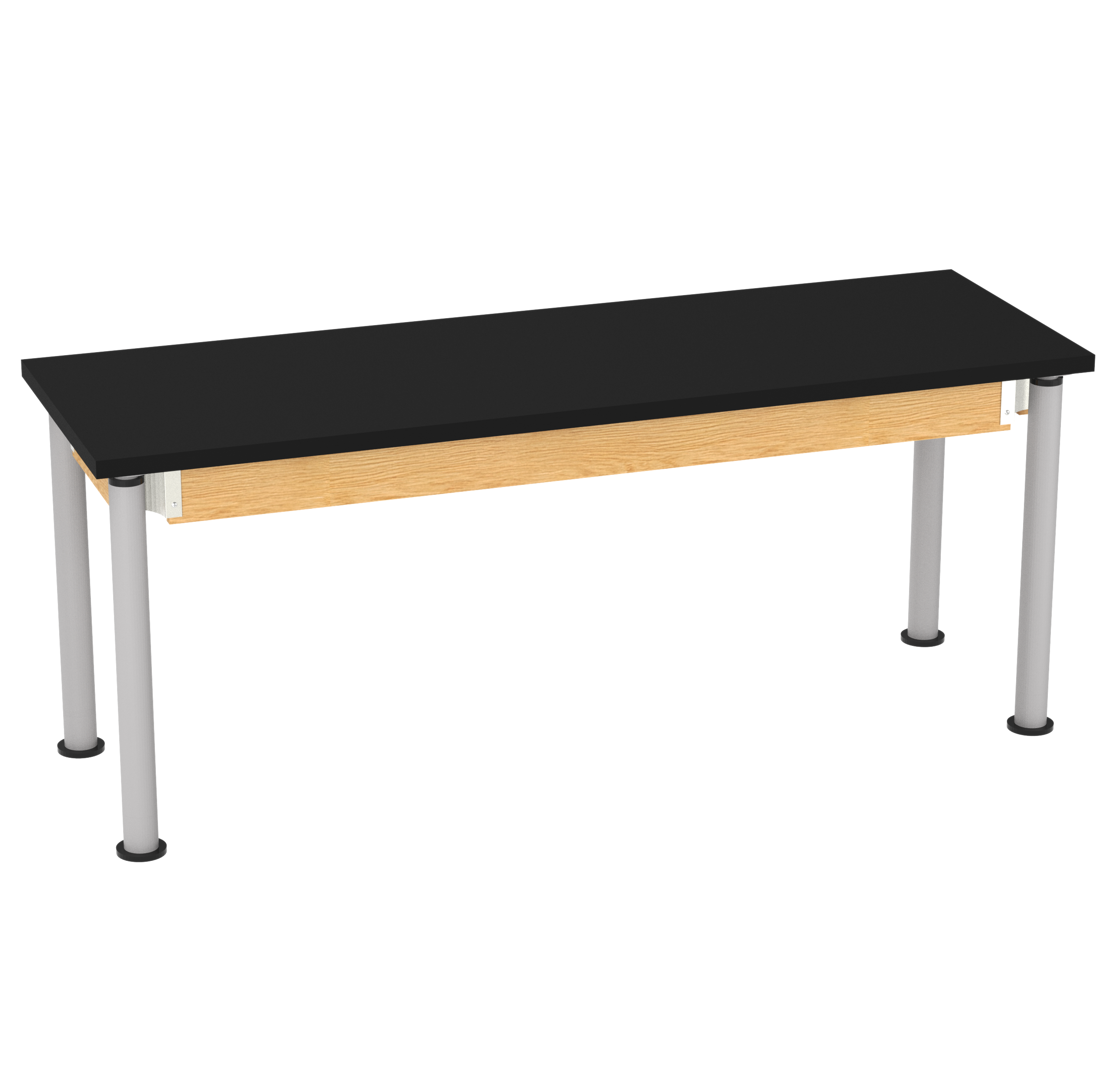Uplift! Adjustable Height Table with Wood Apron - Red Oak, ChemGuard w/3mm Edge, 72"W x 24"D x 26-1/2 - 41"H