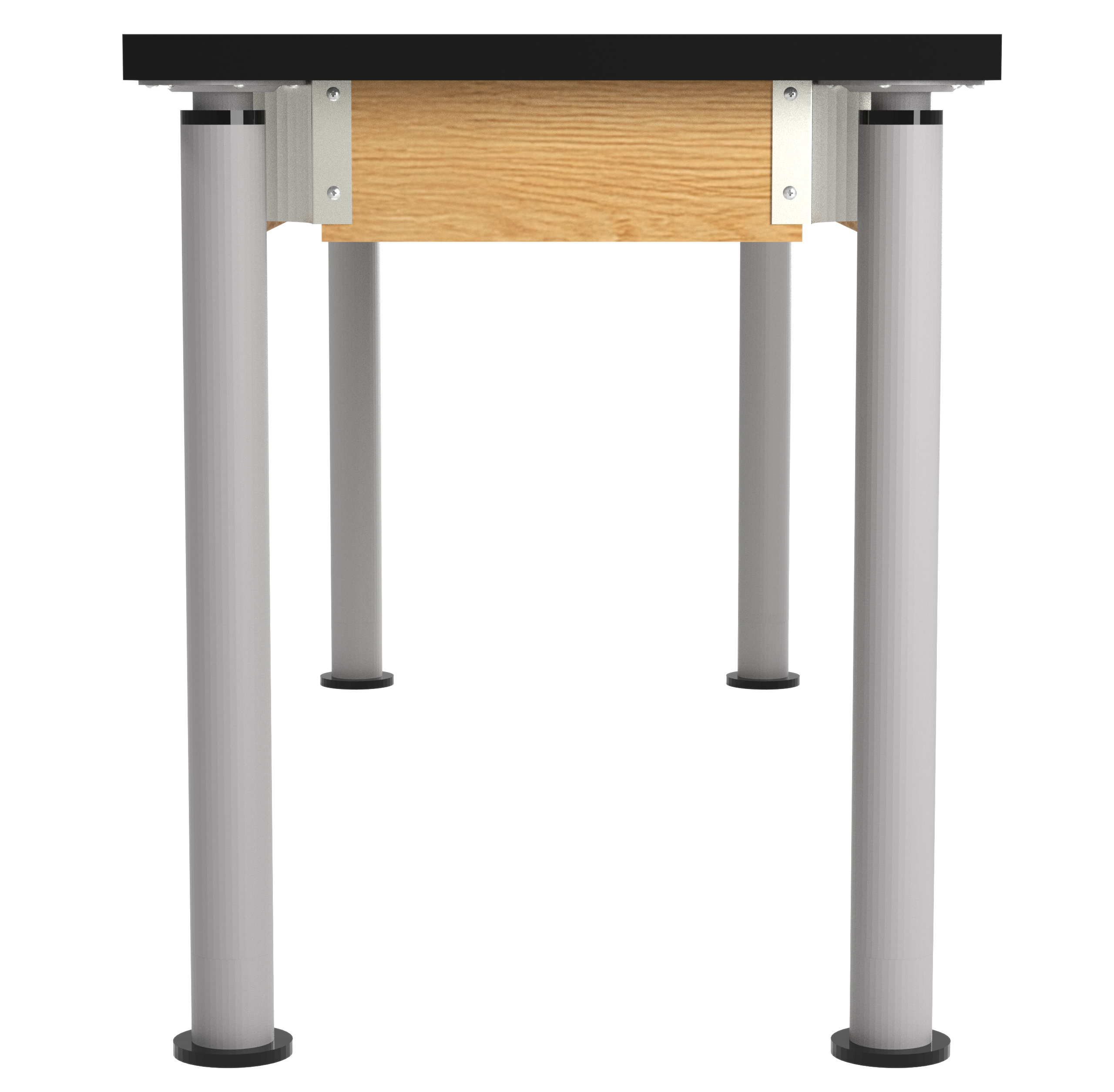 Uplift! Adjustable Height Table with Wood Apron - Red Oak, ChemGuard w/3mm Edge, 72"W x 24"D x 26-1/2 - 41"H