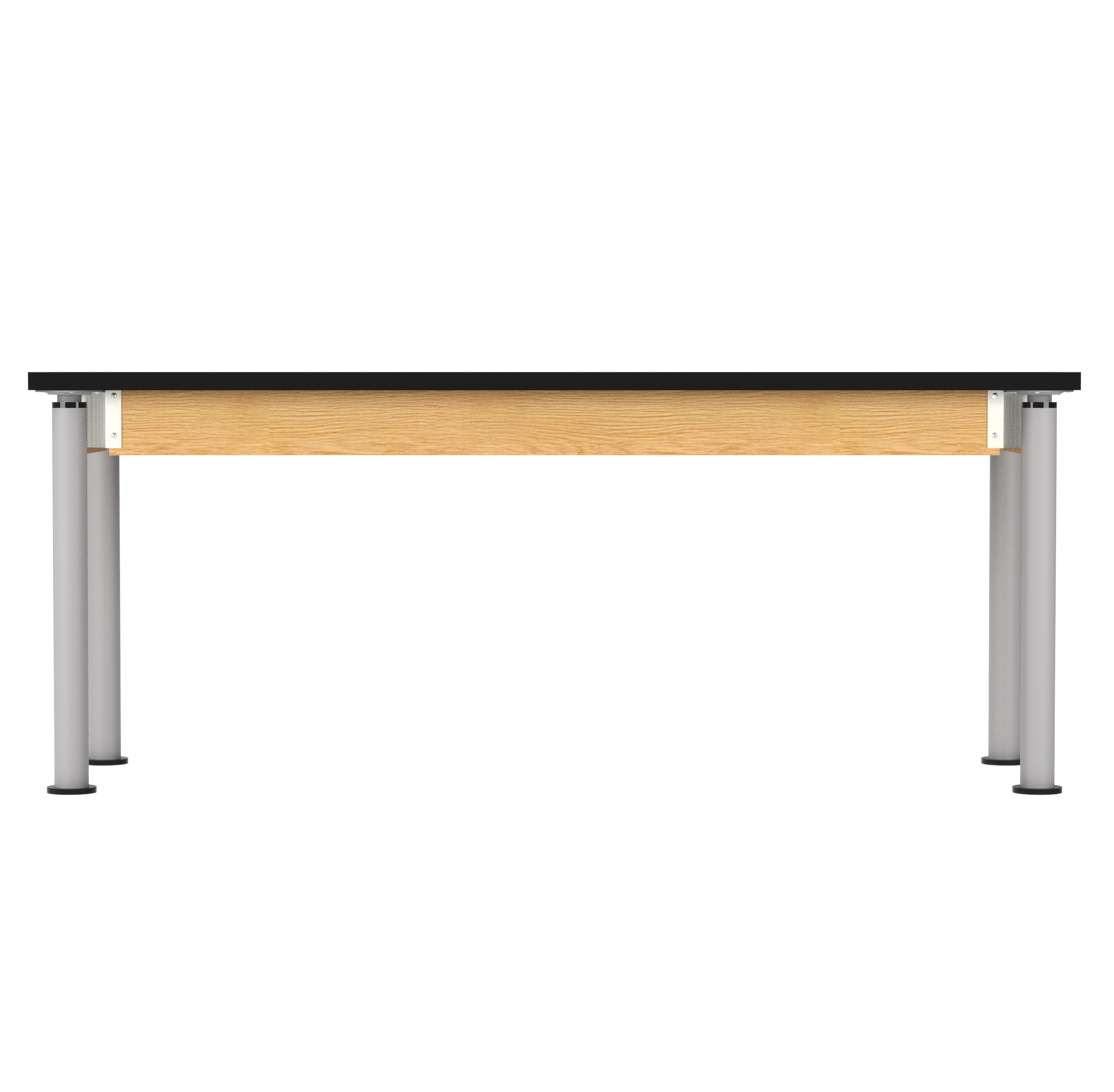 Uplift! Adjustable Height Table with Wood Apron - Red Oak, ChemGuard w/3mm Edge, 72"W x 24"D x 26-1/2 - 41"H