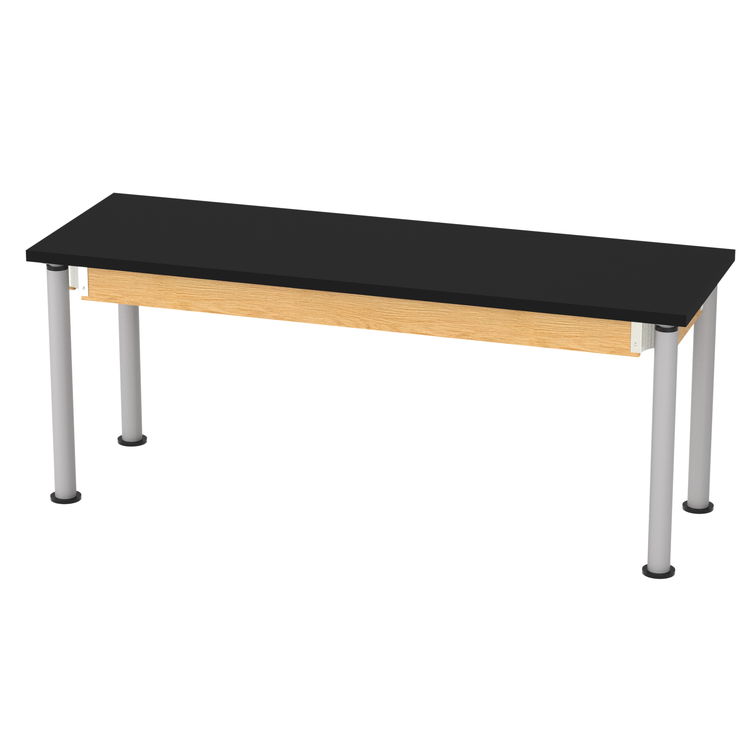 Uplift! Adjustable Height Table with Wood Apron - Red Oak, ChemGuard w/3mm Edge, 72"W x 24"D x 26-1/2 - 41"H