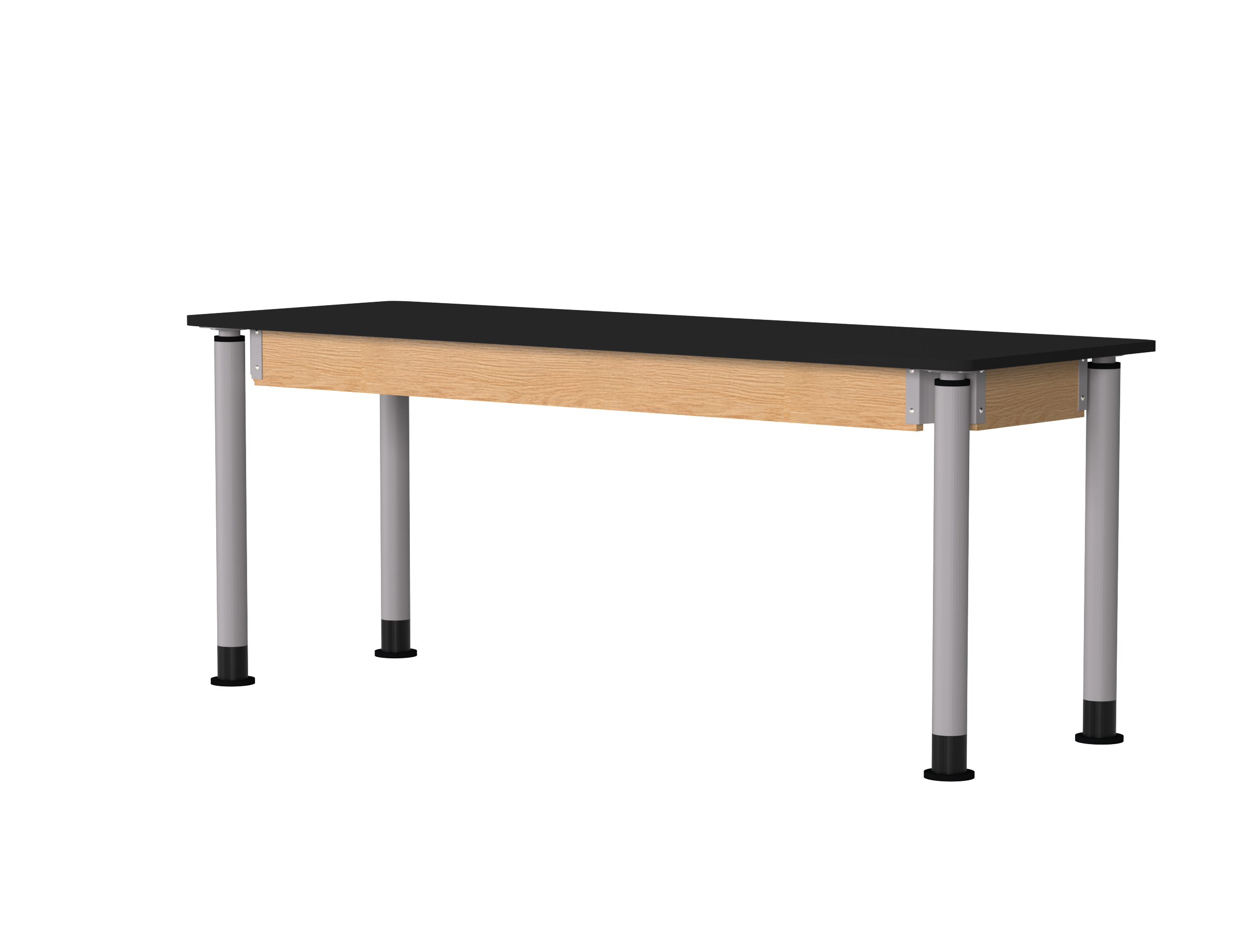 Uplift! Adjustable Height Table with Wood Apron - Red Oak, HPL Laminatew/3mm Edge, 72"W x 24"D x 26-1/2 - 41"H