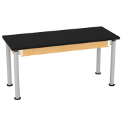 Uplift! Adjustable Height Table with Wood Apron - Red Oak, ChemGuard w/3mm Edge, 60"W x 24"D x 26-1/2 - 41"H