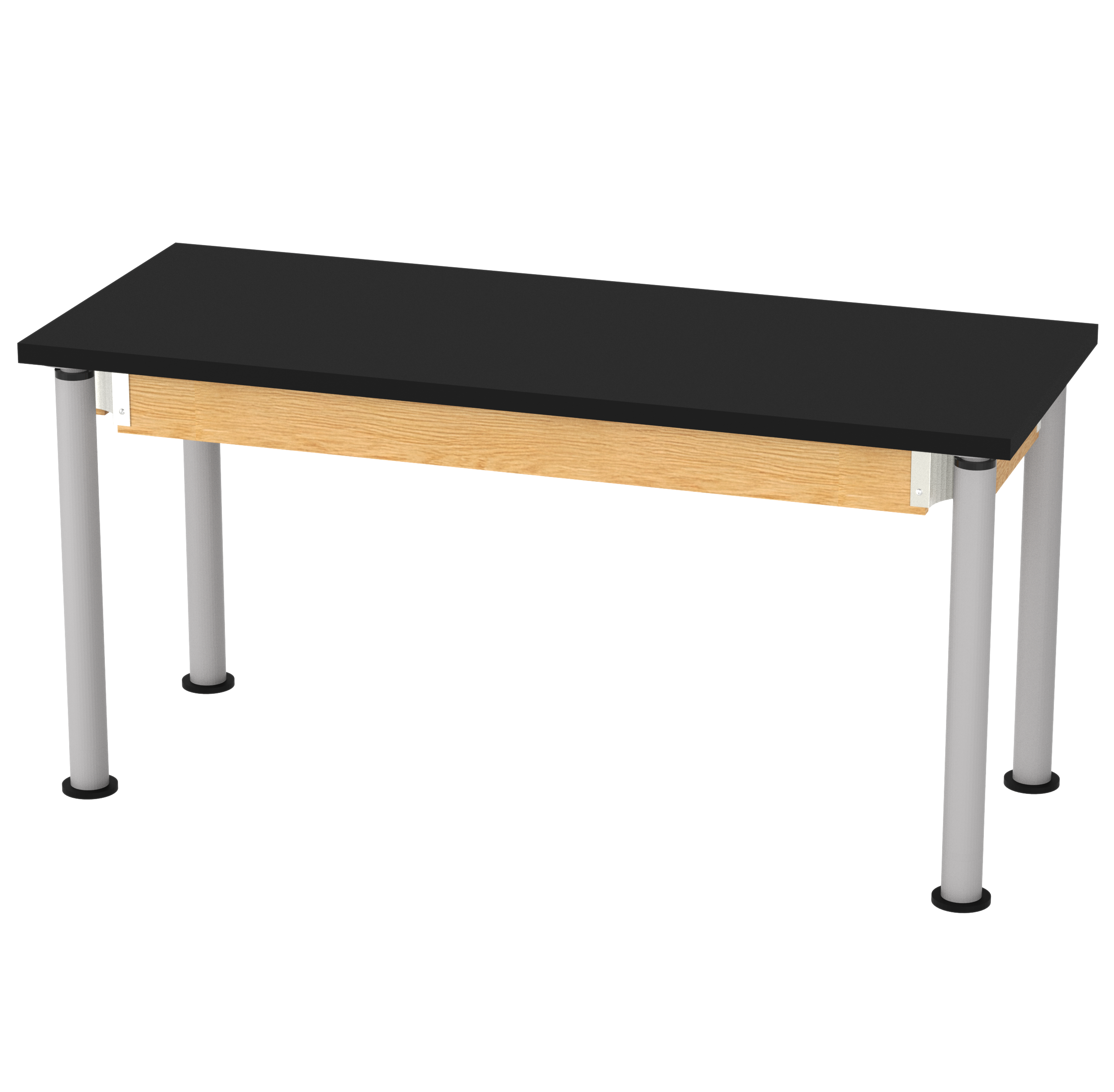 Uplift! Adjustable Height Table with Wood Apron - Red Oak, ChemGuard w/3mm Edge, 60"W x 24"D x 26-1/2 - 41"H