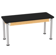 Uplift! Adjustable Height Table with Wood Apron - Red Oak, HPL Laminatew/3mm Edge, 60"W x 24"D x 26-1/2 - 41"H