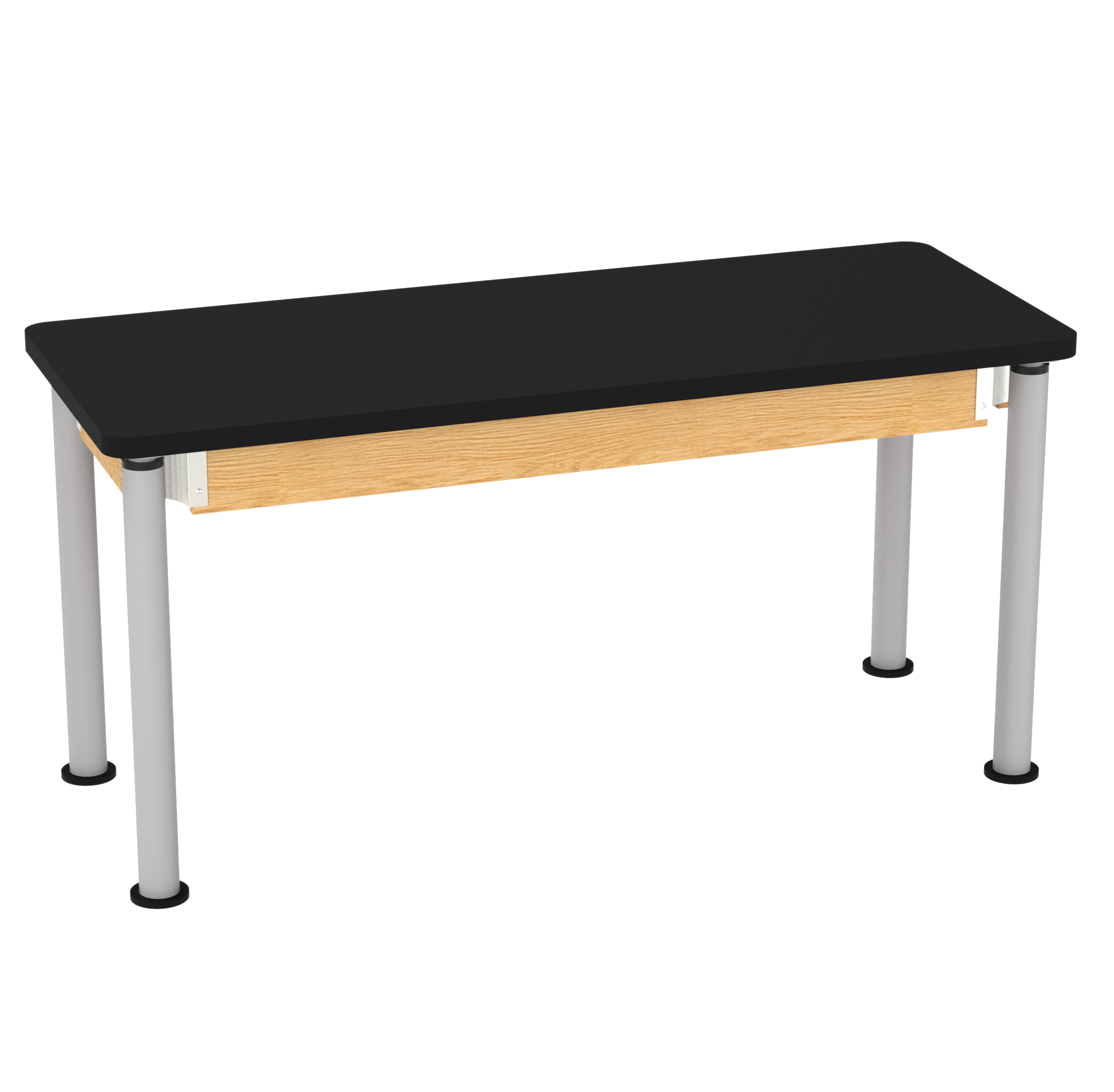 Uplift! Adjustable Height Table with Wood Apron - Red Oak, HPL Laminatew/3mm Edge, 60"W x 24"D x 26-1/2 - 41"H