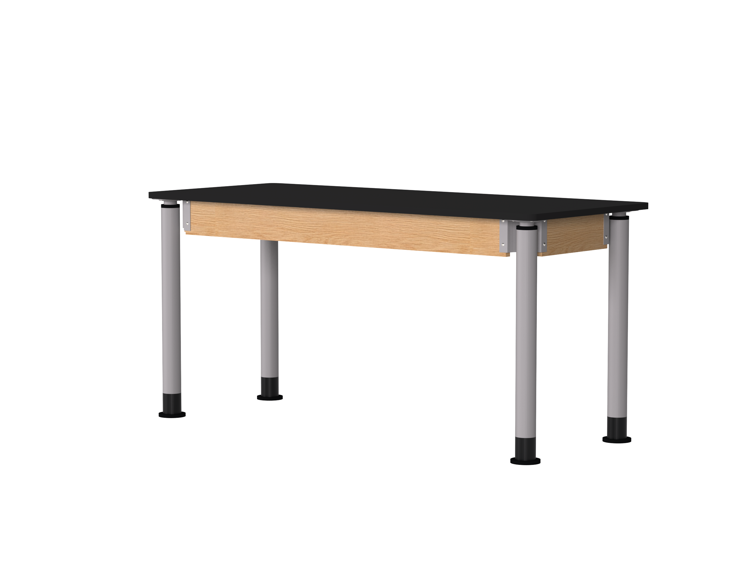 Uplift! Adjustable Height Table with Wood Apron - Red Oak, HPL Laminatew/3mm Edge, 60"W x 24"D x 26-1/2 - 41"H