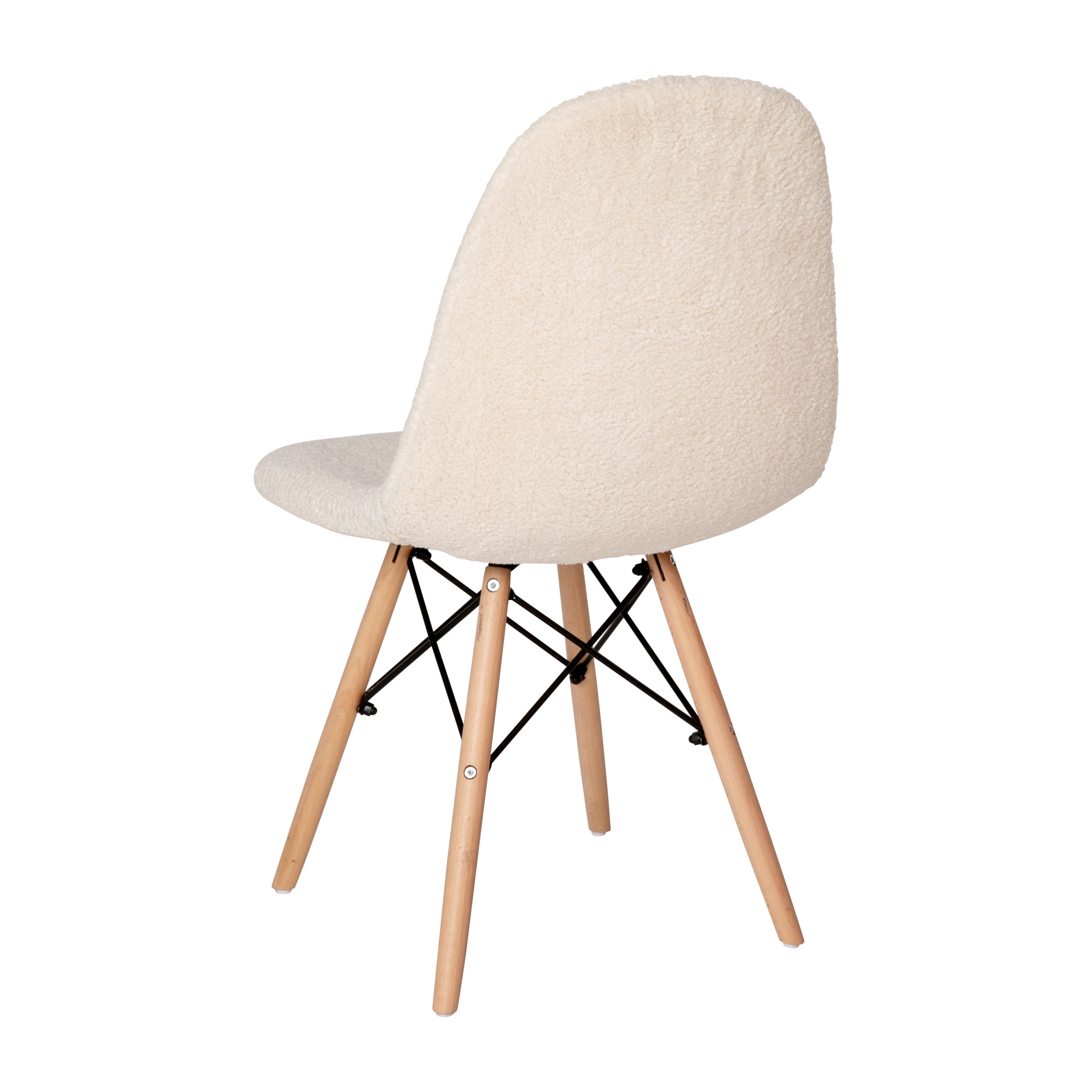 Zula Modern Padded Armless Faux Shearling Accent Chair with Beechwood Legs in Off-White