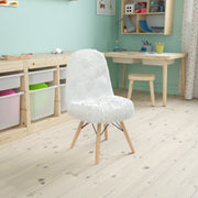 Cody Shaggy Faux Fur White Accent Chair - Shag Style Kids Chair for Ages 5-7 - Kids Playroom Chair