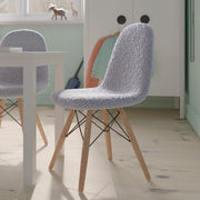 Zula Kid's Modern Padded Armless Faux Faux Shearling Accent Chair with Beechwood Legs in Gray