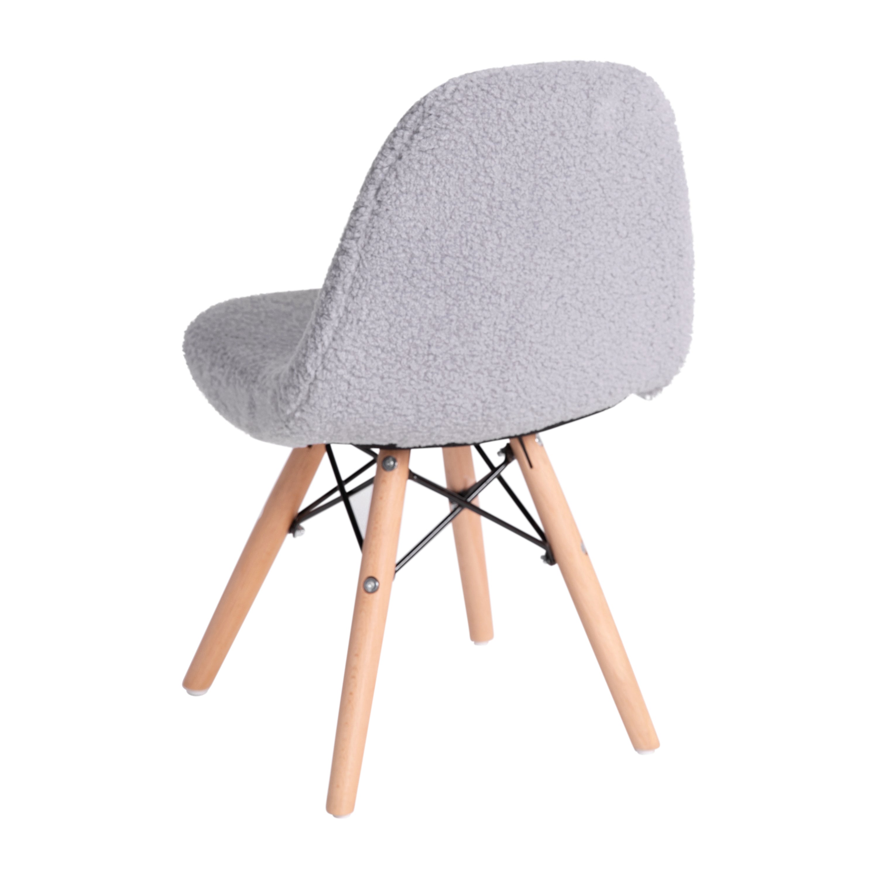 Zula Kid's Modern Padded Armless Faux Faux Shearling Accent Chair with Beechwood Legs in Gray
