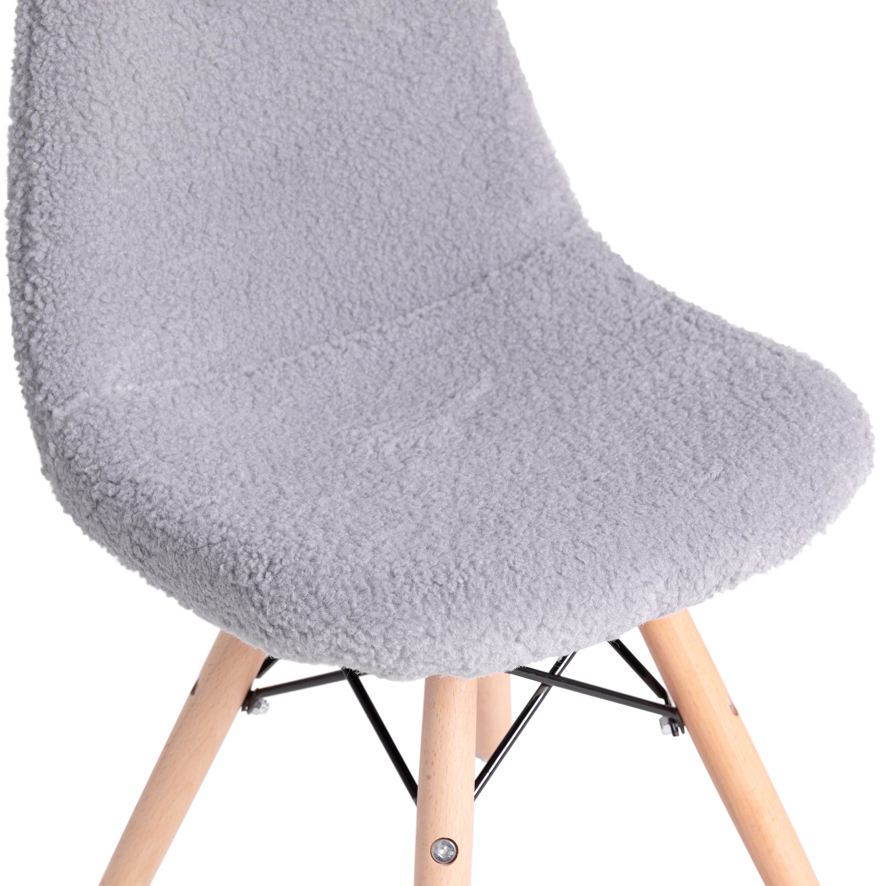 Zula Kid's Modern Padded Armless Faux Faux Shearling Accent Chair with Beechwood Legs in Gray