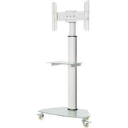 Tripp Lite by Eaton Premier Rolling TV Cart for 37&amp;quot; to 70&amp;quot; Displays, Frosted Glass Base and Shelf, Locking Casters, White
