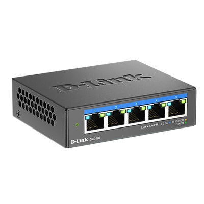 D-Link - 5-Port 2.5Gb Unmanaged Multi-Gig Network Switch, 5 X 2.5G Ports Fanless Plug & Play (DMS-105) - Black