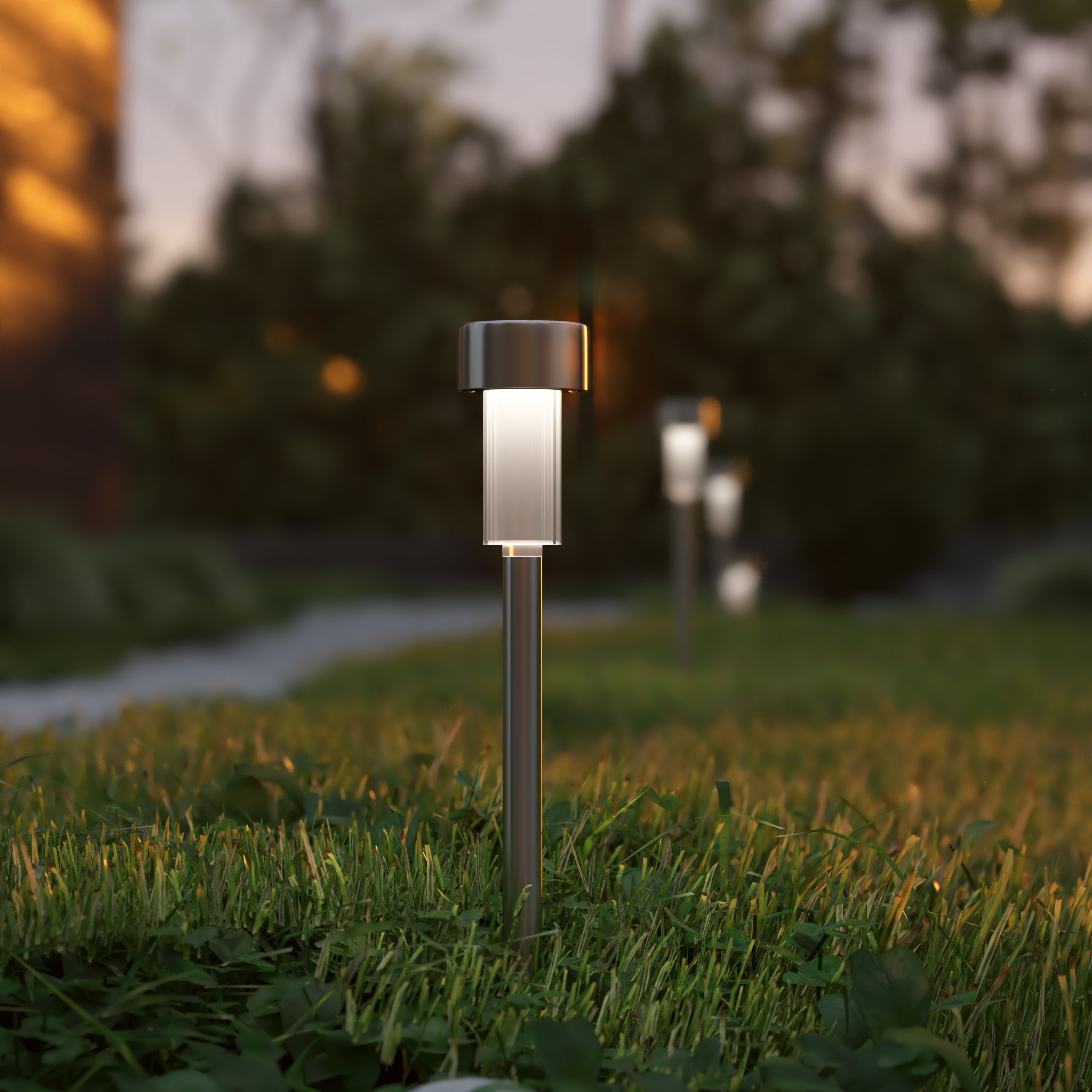 Hartford 12 Pack Stainless Steel LED Solar Lights, Weather Resistant Outdoor Solar Powered Lights for Pathway, Garden, & Yard