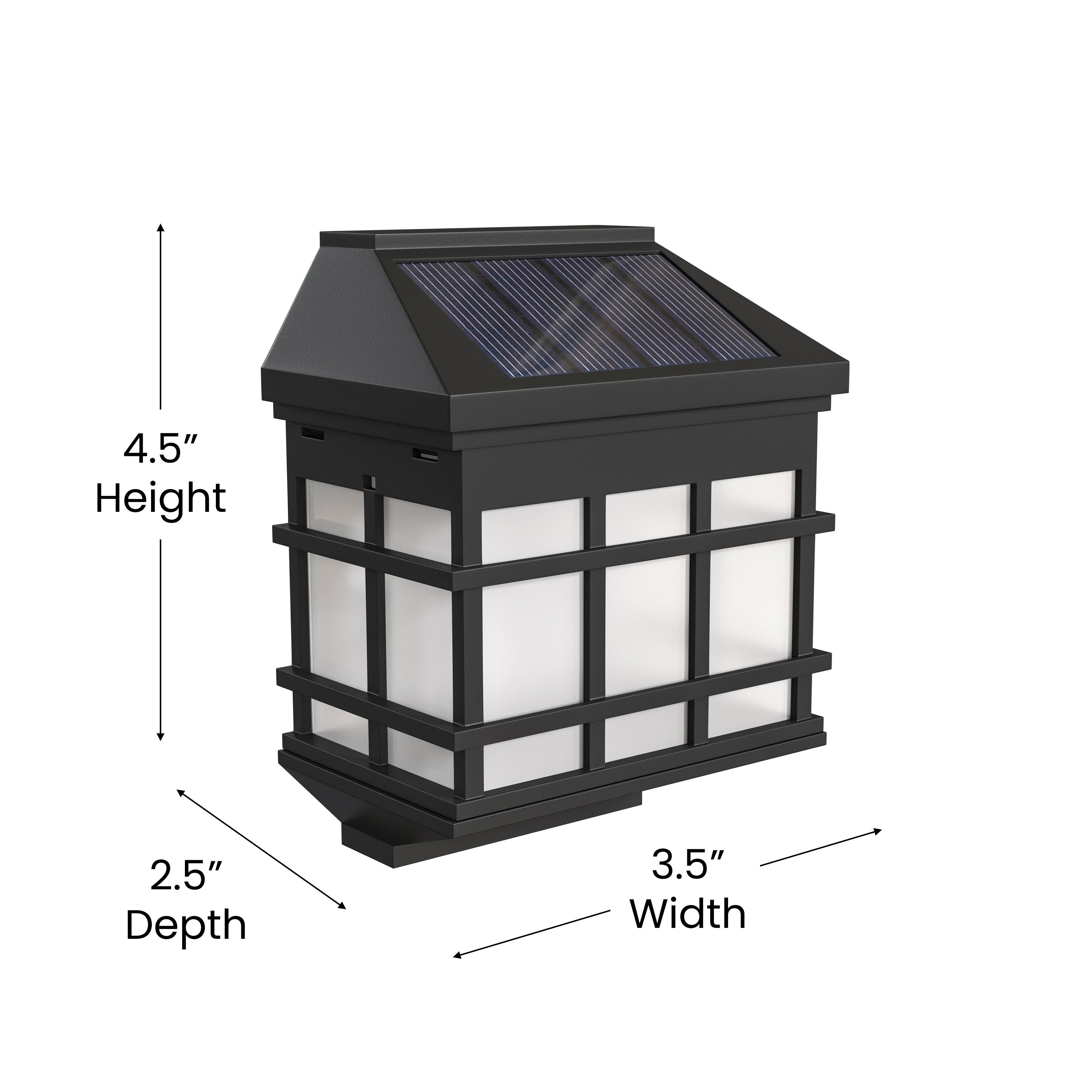 Holder 6 Pack Wall Mount LED Solar Lights - Weather Resistant Black Decorative Solar Powered Lights - Deck and Fencing Solar Lights