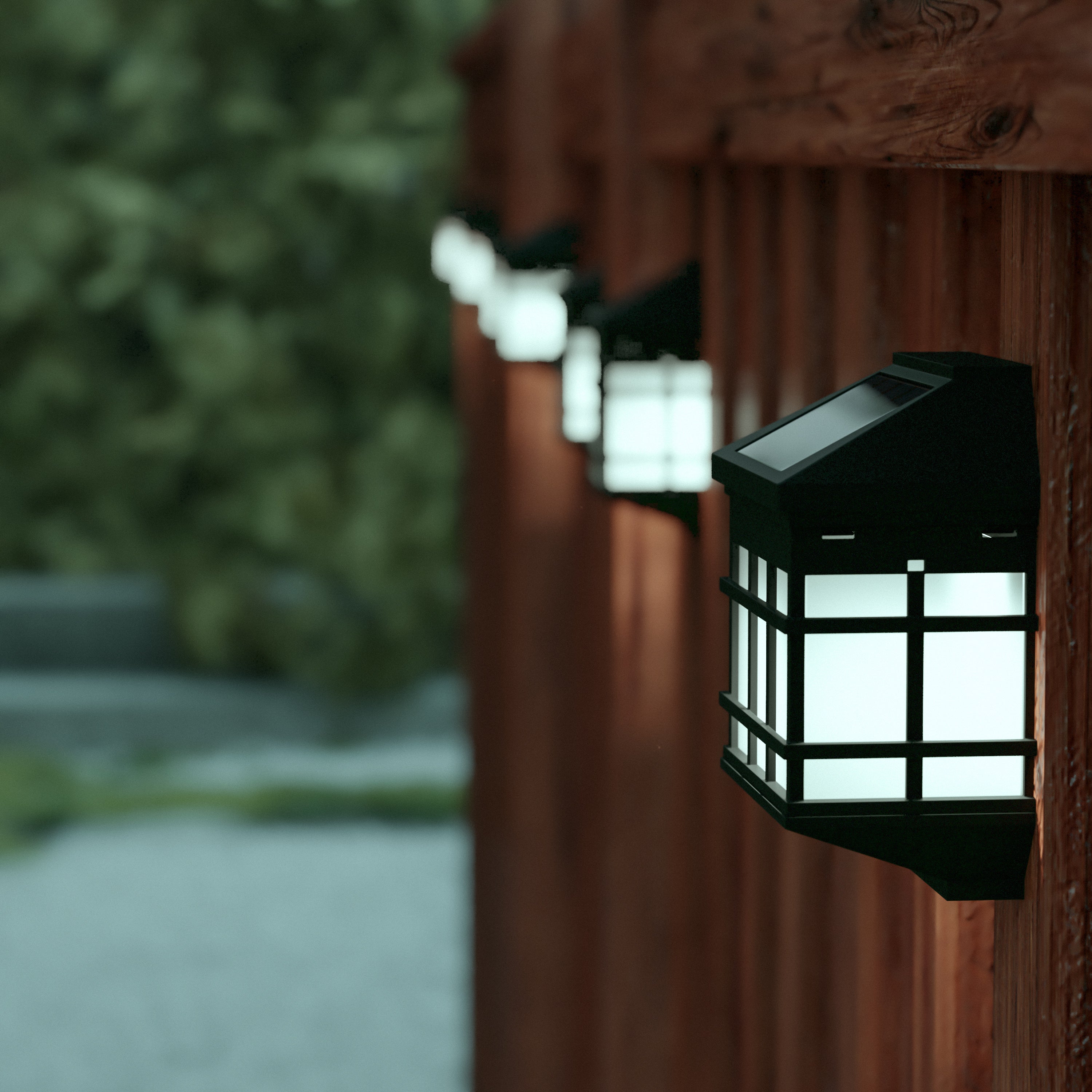 Holder 6 Pack Wall Mount LED Solar Lights - Weather Resistant Black Decorative Solar Powered Lights - Deck and Fencing Solar Lights