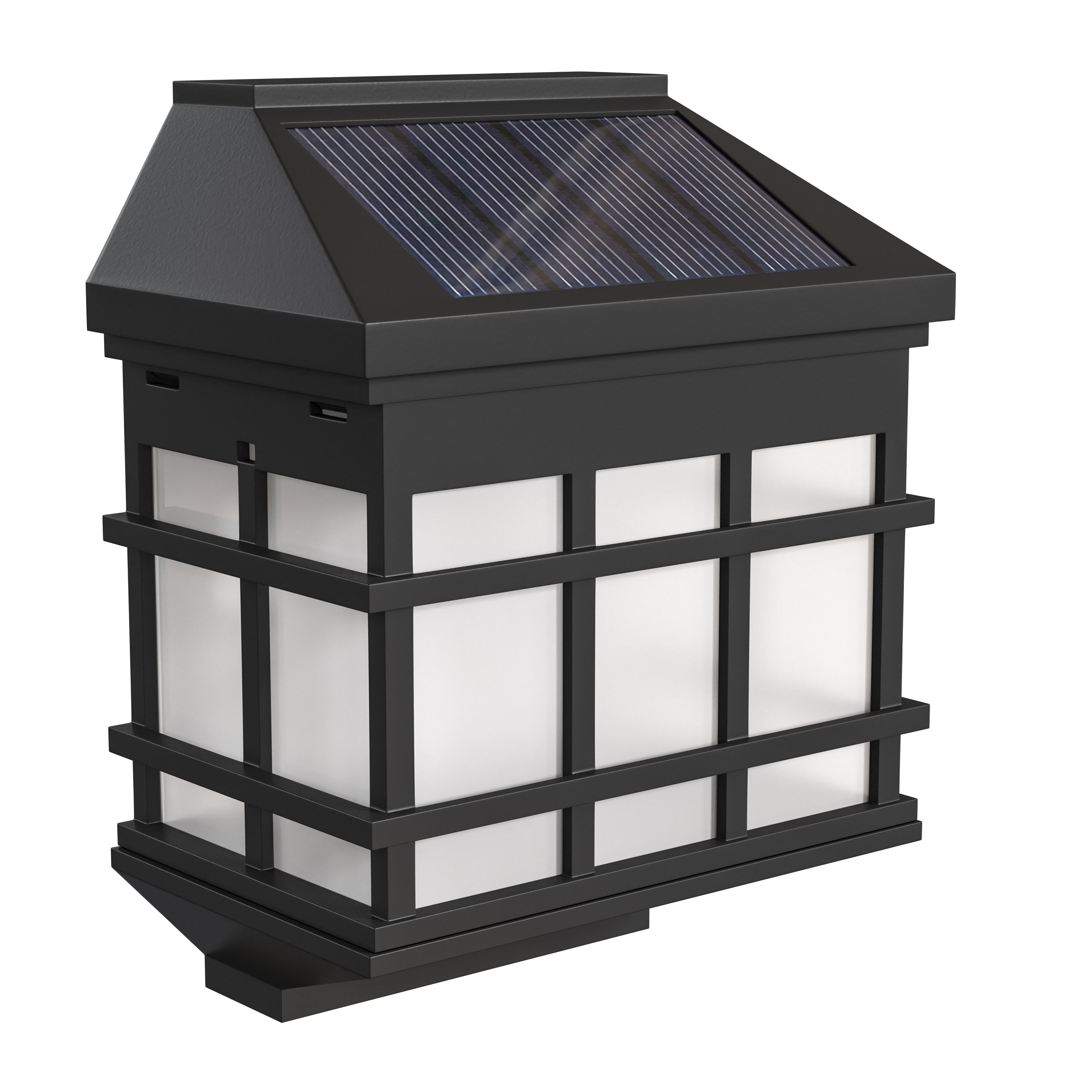 Holder 6 Pack Wall Mount LED Solar Lights - Weather Resistant Black Decorative Solar Powered Lights - Deck and Fencing Solar Lights