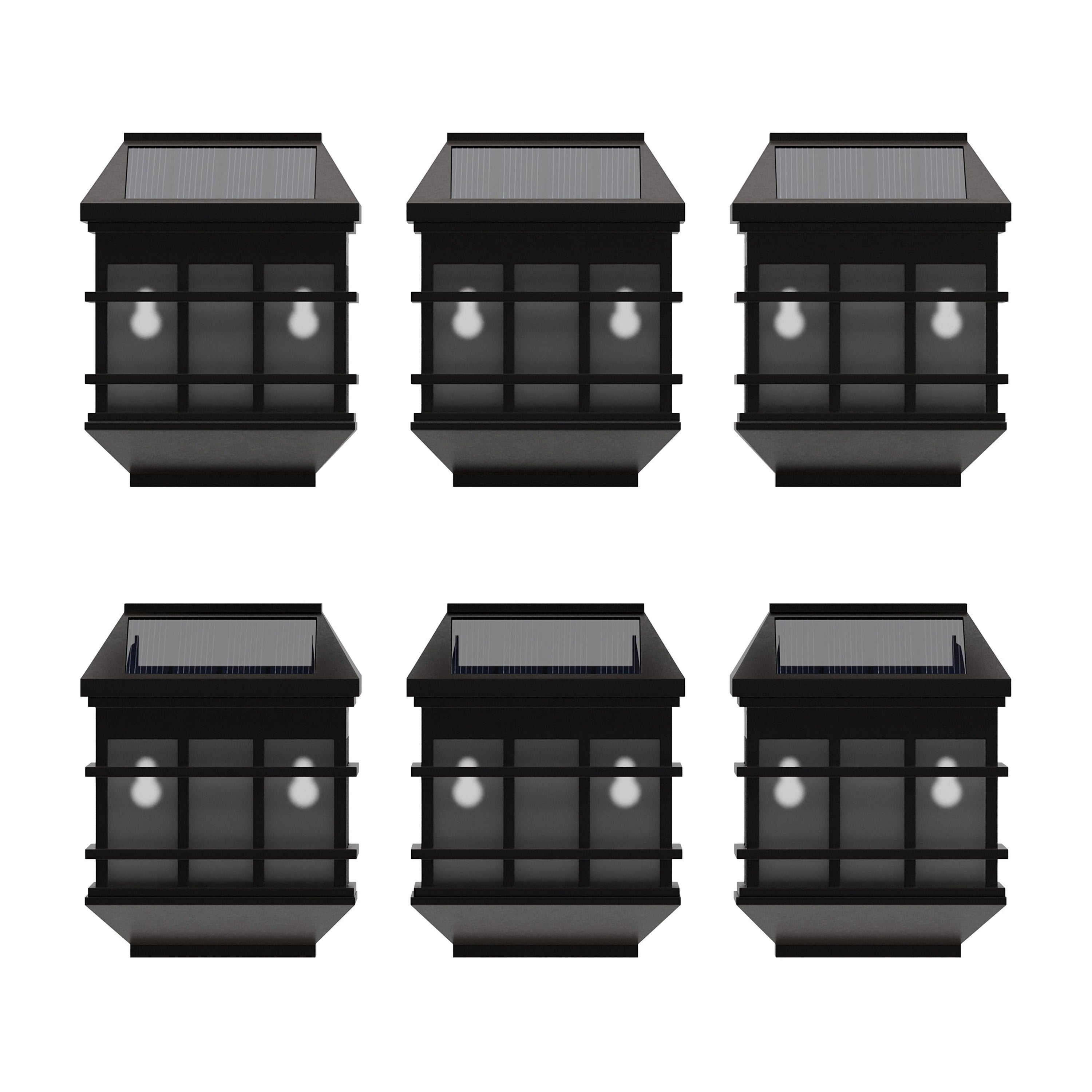 Holder 6 Pack Brown Wall Mount LED Solar Lights - Weather Resistant Brown Decorative Solar Powered Lights - Deck and Fencing Solar Lights