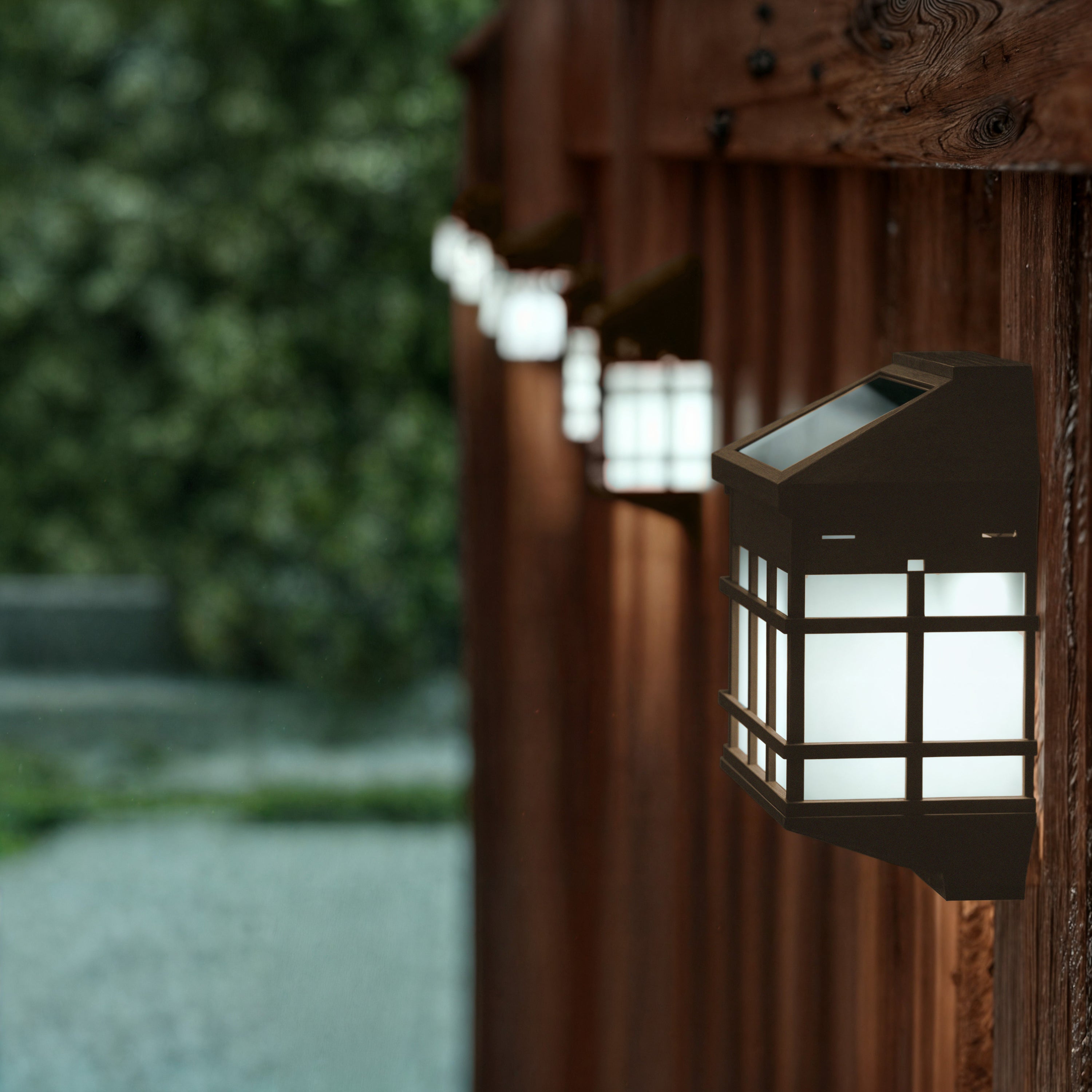 Holder 6 Pack Brown Wall Mount LED Solar Lights - Weather Resistant Brown Decorative Solar Powered Lights - Deck and Fencing Solar Lights