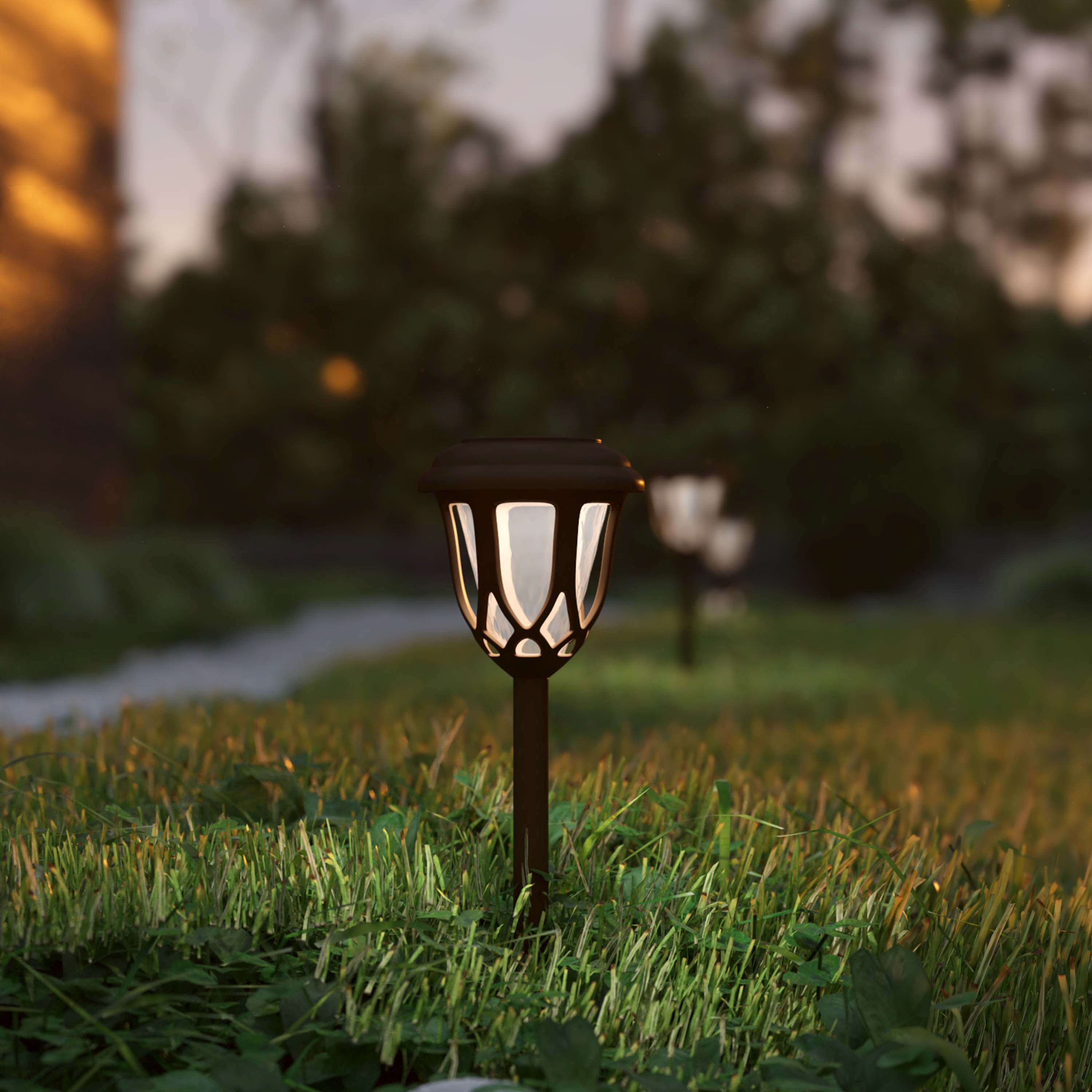 Hess 8 Pack Brown Tulip Design LED Solar Lights Weather Resistant Outdoor Solar Powered Lights for Pathway, Garden, & Yard
