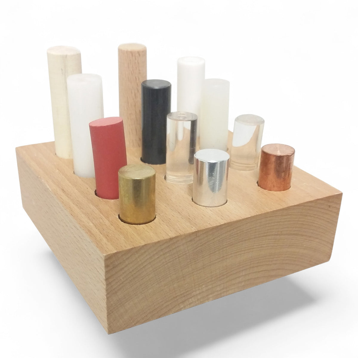 Density Rod Set, Twelve Rods of Different Materials, Case of 10 Sets